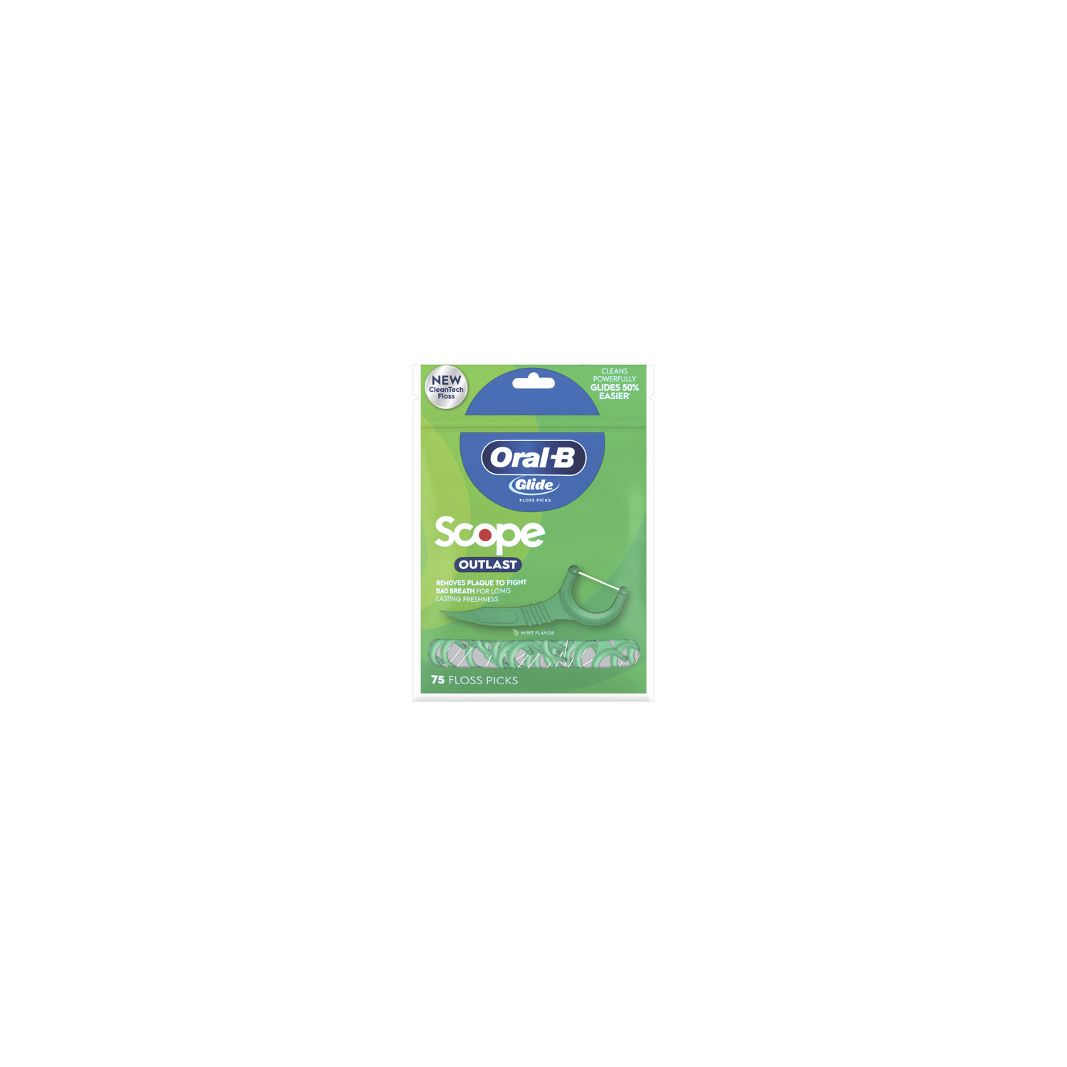 Oral-B Glide Long Lasting Mint Scope Outlast Flavor Floss Picks - 75 Count Image 1 of 2