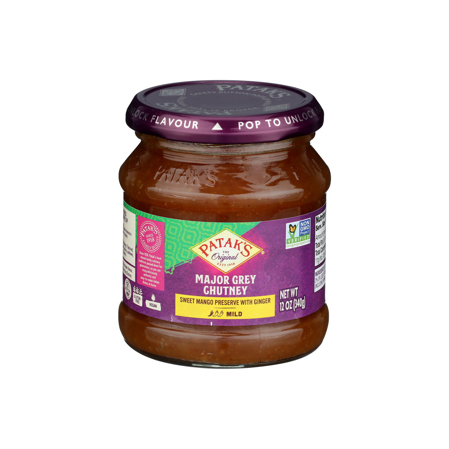 Patak's Major Grey Sweet Mango Preserve With Ginger The Original Chutney Major Grey - 12 Ounce Image 1 of 4