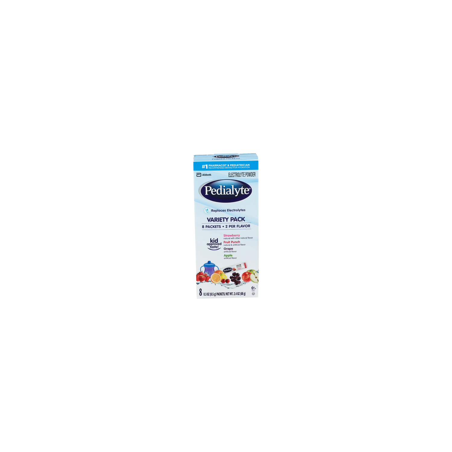Pedialyte Strawberry Fruit Punch Grape Apple Electrolyte Powder - 0.3 Ounce - 8 Count Image 1 of 4