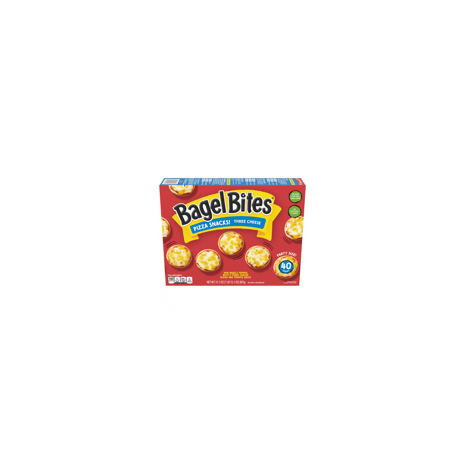 Bagel Bites Three Cheese Mini Pizza Frozen Snacks, Box - 40 Count Image 1 of 2
