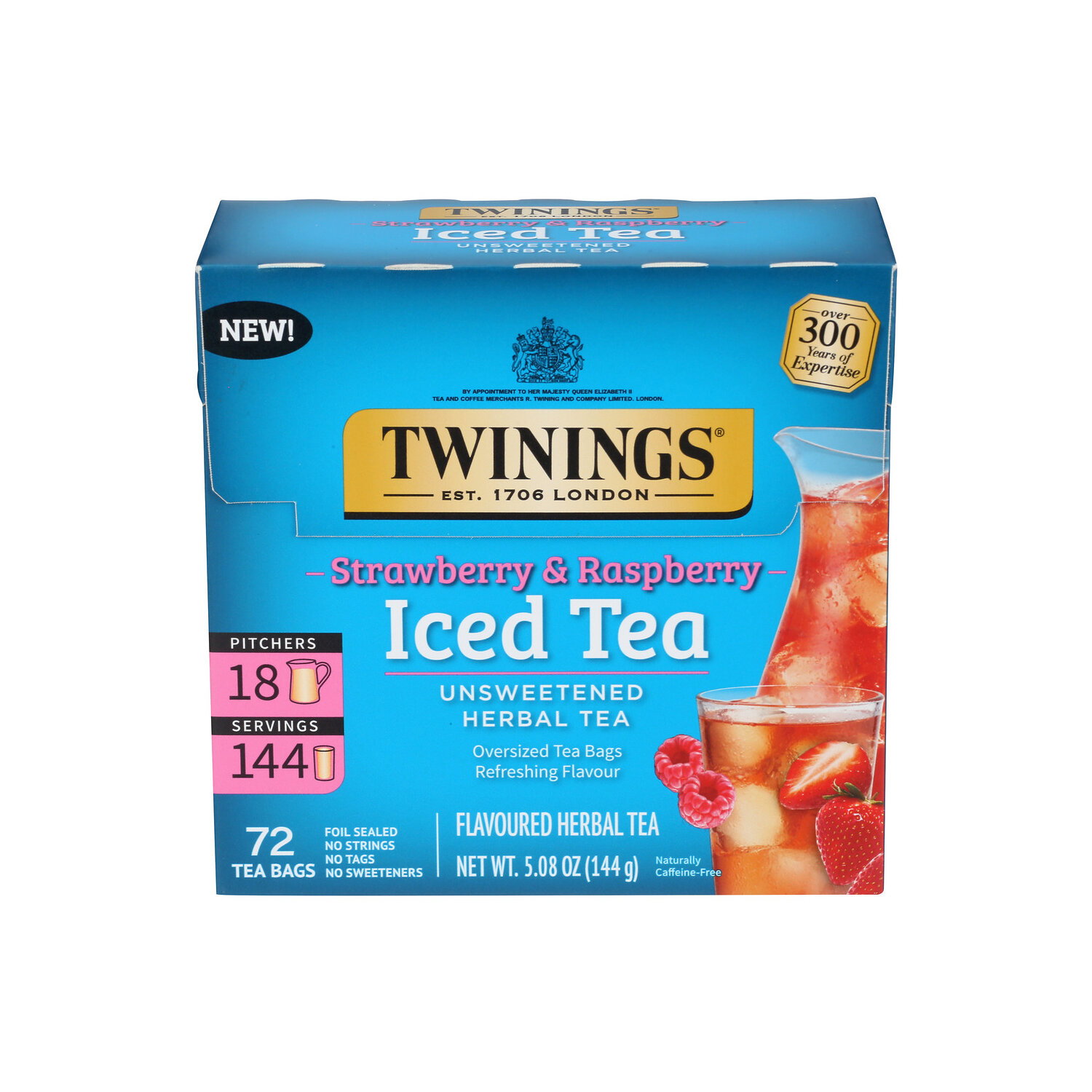 Twinings Of London Strawberry & Raspberry Tea Bag Iced Herbal - 0.071 Ounce - 72 Count Image 1 of 3