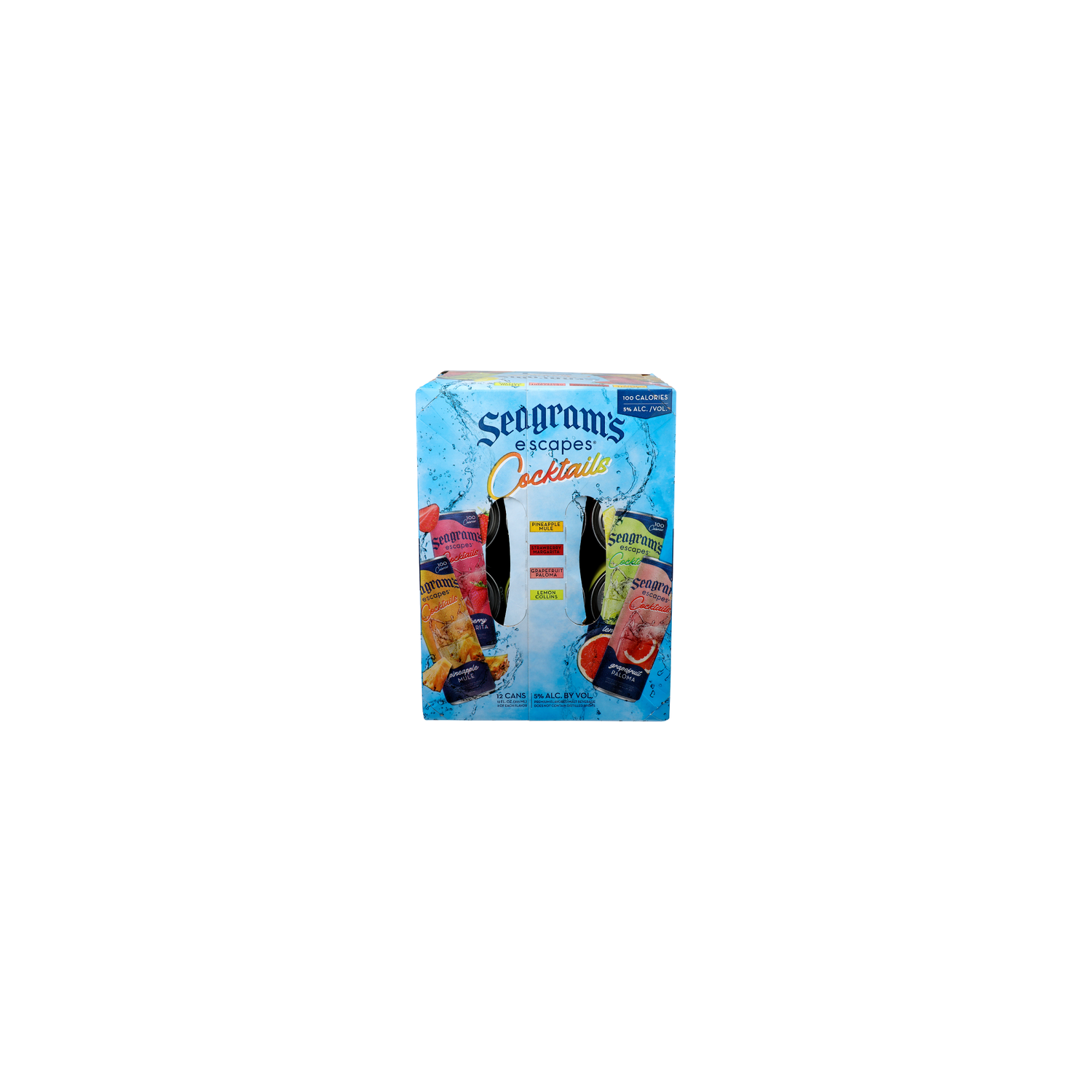 SEAGRAM's Escapes Pineapple Mule, Strawberry Margarita, Grapefruit Paloma And Lemon Collins Cocktails - 12 Count Image 1 of 2
