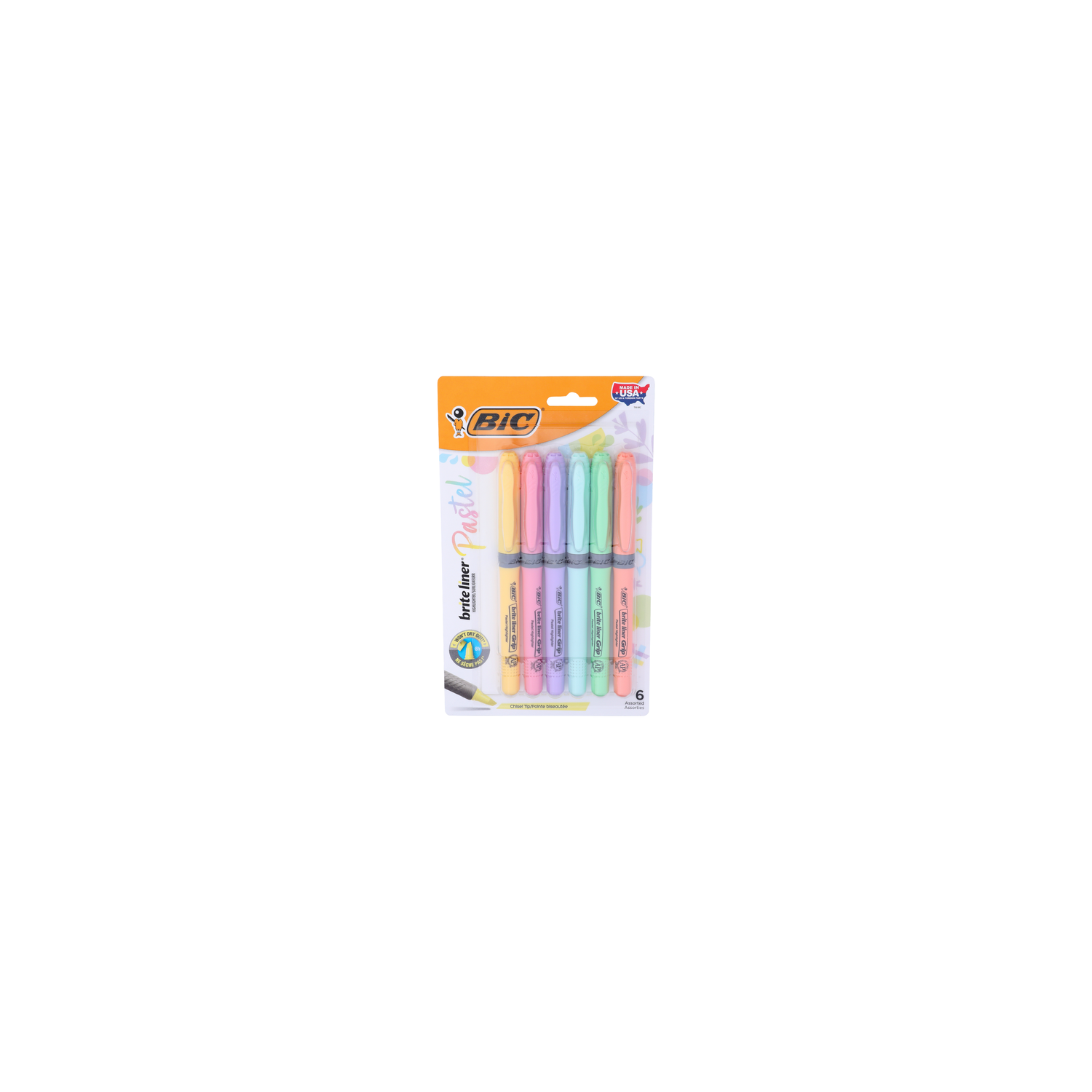 BIC Brite Liner Pastel Chisel Tip Highlighters - 6 Count Image 1 of 2