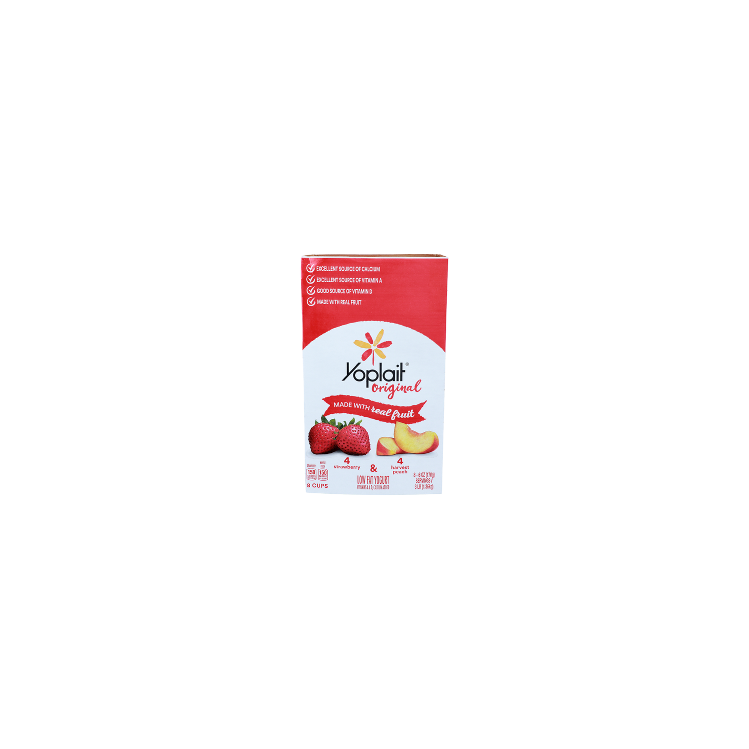 Yoplait Original Strawberry & Harvest Peach Low Fat Yogurt - 6 Ounce - 8 Count Image 1 of 4