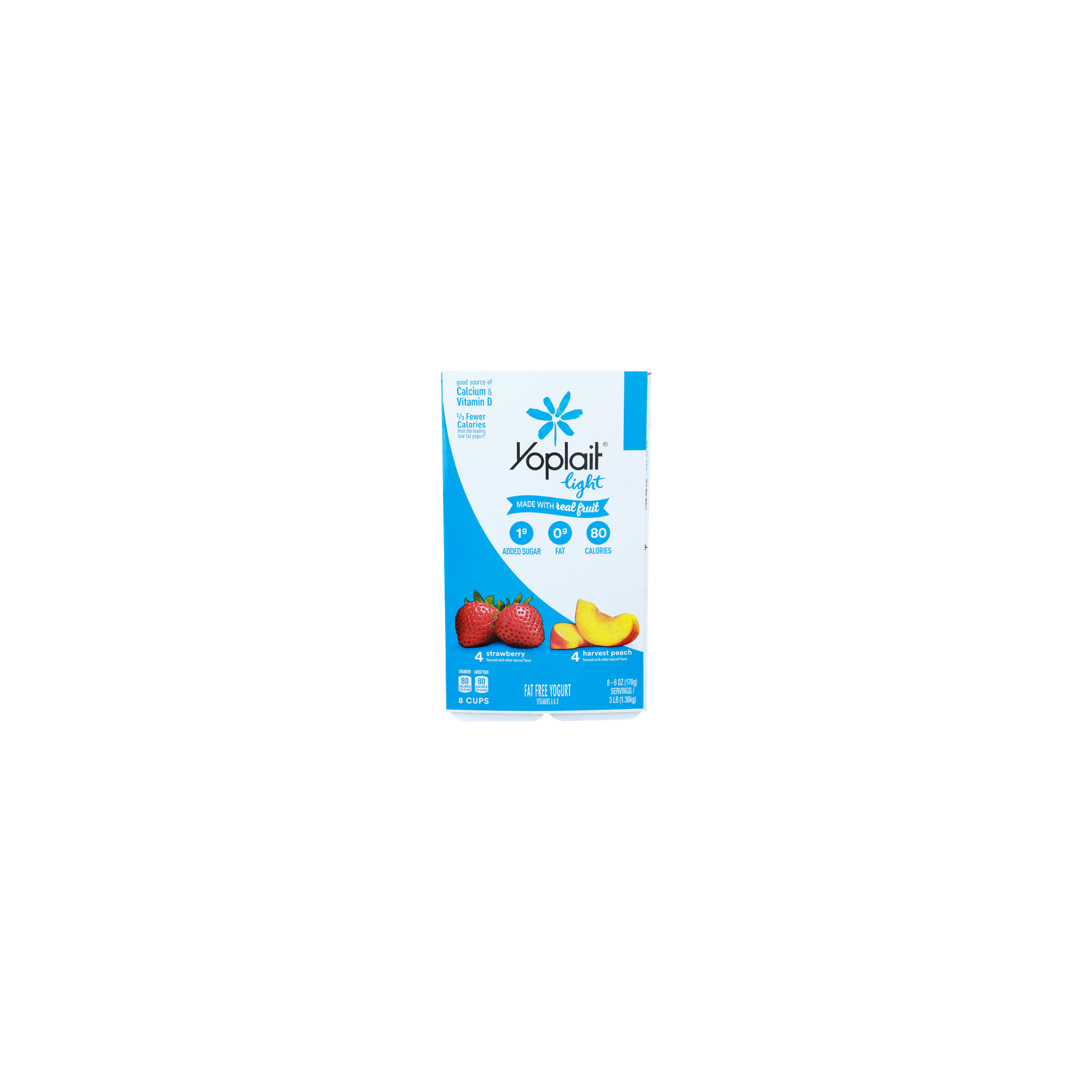 Yoplait Light Strawberry Harvest Peach Fat Free Yogurt - 6 Ounce - 8 Count Image 1 of 4