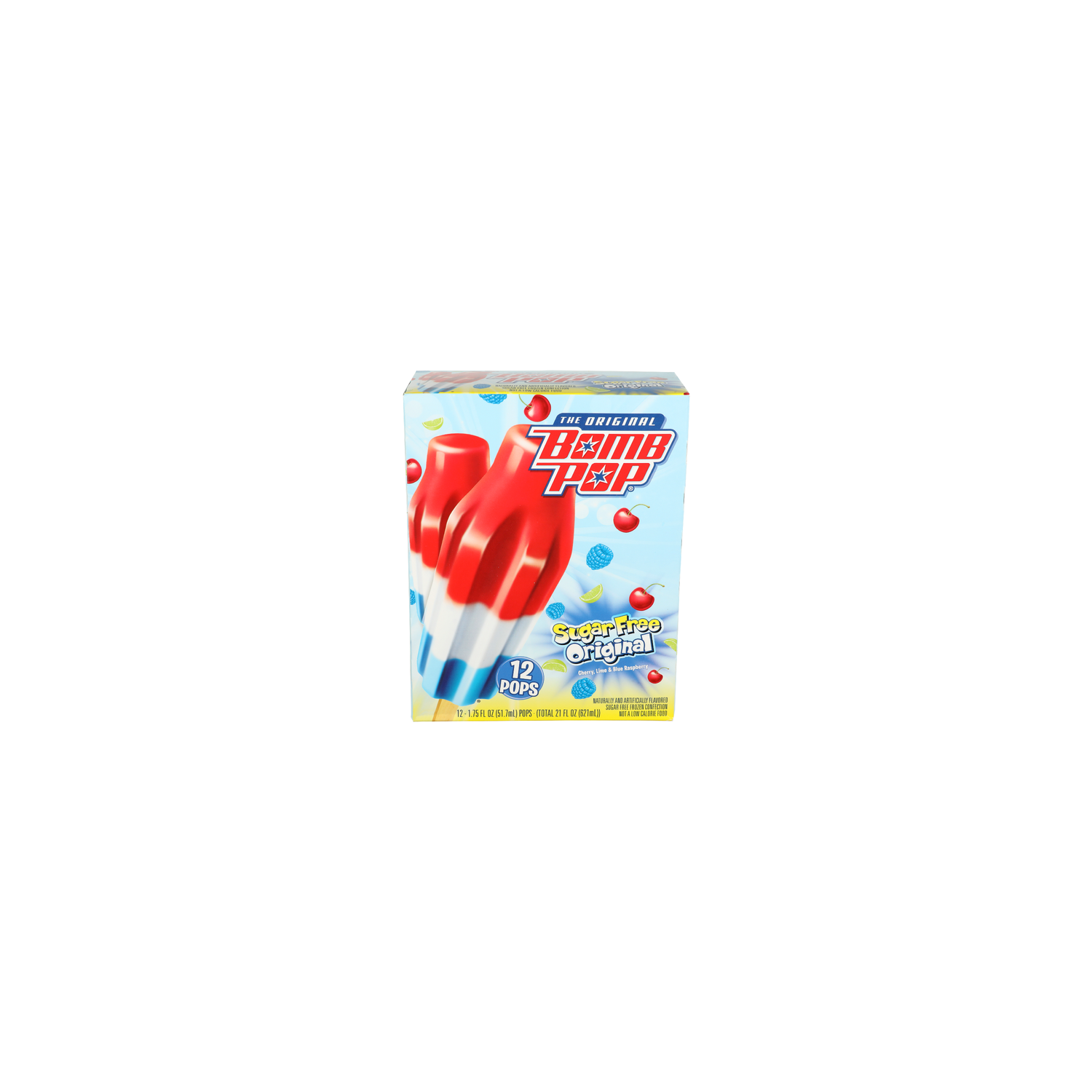 Bomb Pop Cherry, Lime & Blue Raspberry Sugar Free Original Pops - 1.75 Fluid Ounce - 12 Count Image 1 of 4