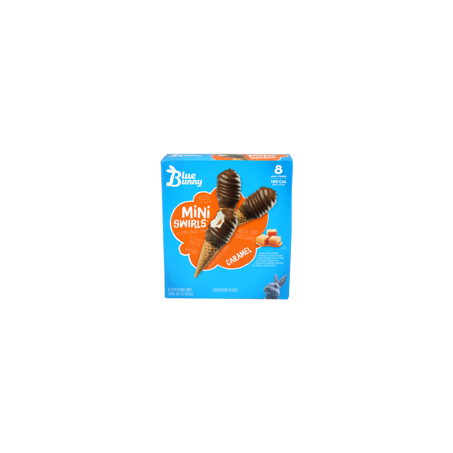 Blue Bunny Caramel Mini Swirls Frozen Dairy Dessert - 2.25 Fluid Ounce - 8 Count Image 1 of 4
