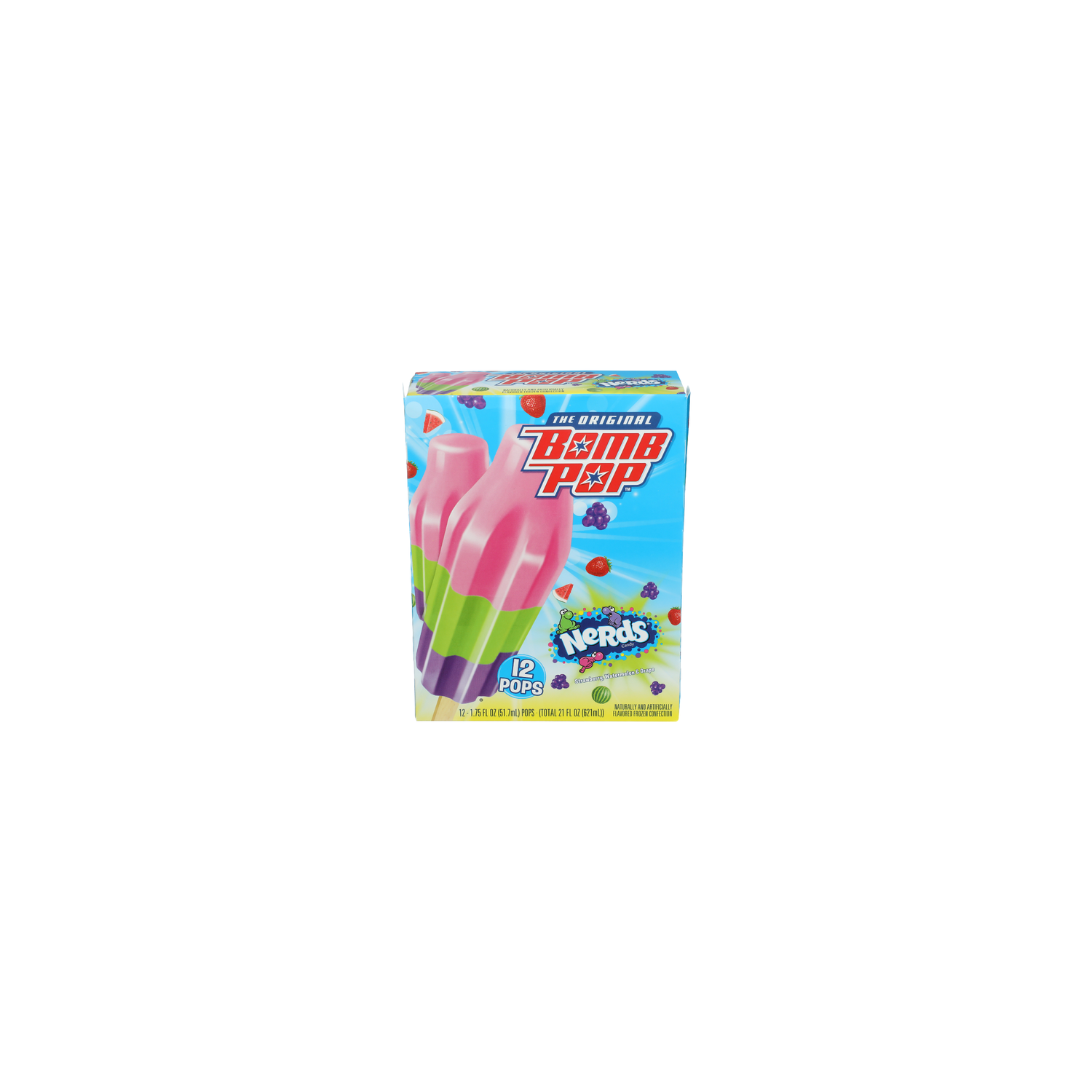 Bomb Pop Tart Strawberry, Sweet Watermelon & Tangy Grape Nerds Candy Popsicles - 1.75 Fluid Ounce - 12 Count Image 1 of 4