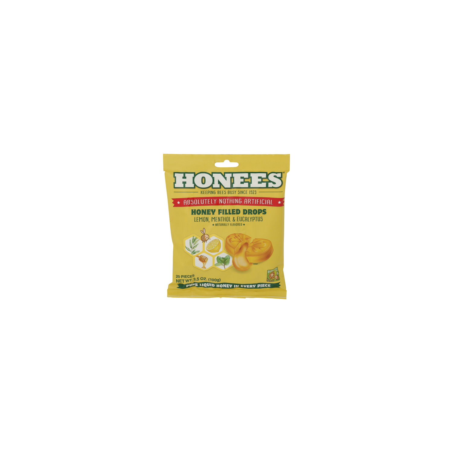 Honees Honey Lemon Menthol Eucalyptus Drops - 0.175 Ounce - 20 Count Image 1 of 4