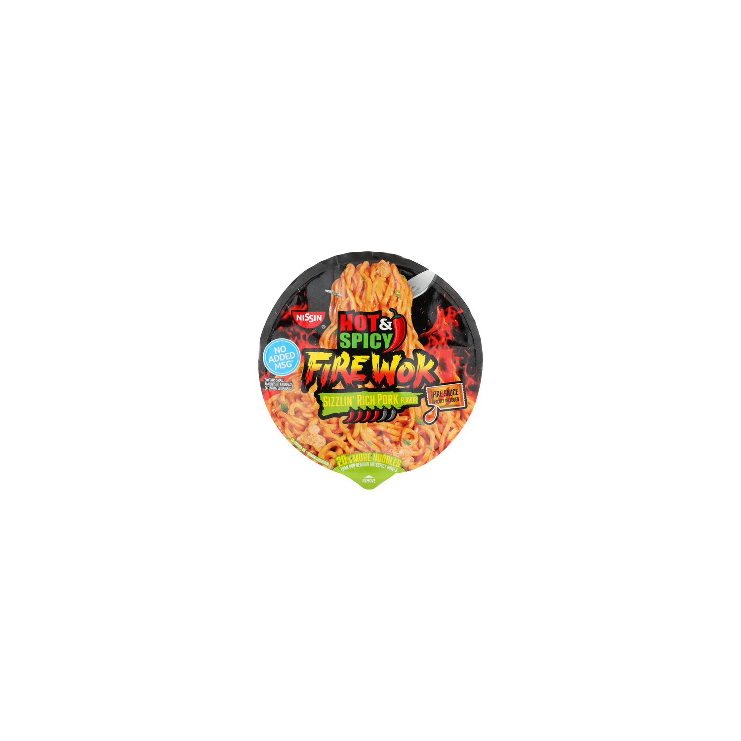 Nissin Hot & Spicy Sizzlin' Rich Pork Flavor Fire Wok Stir Fry Asian Noodles In Sauce - 4.37 Ounce Image 1 of 4