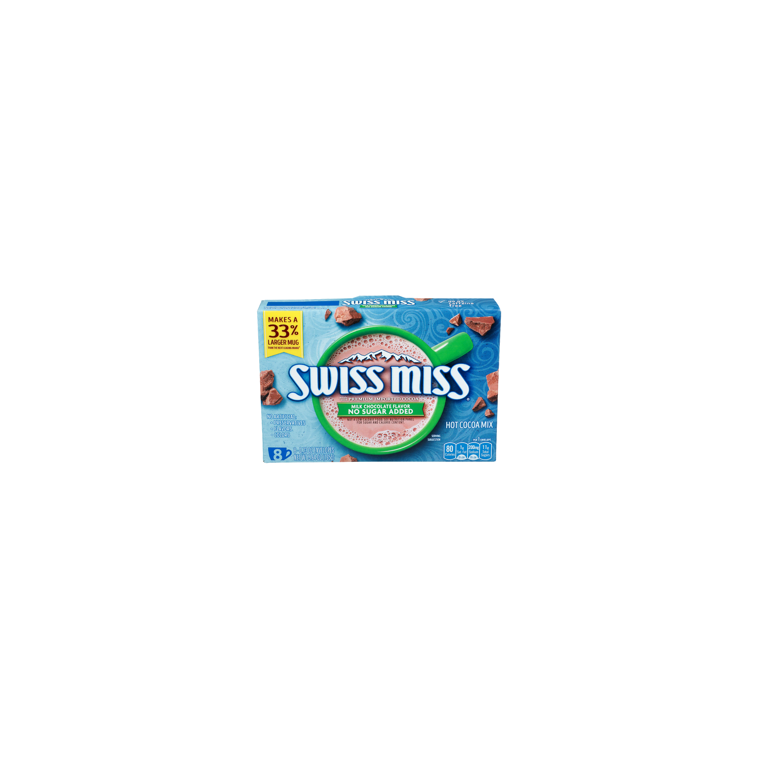 Swiss Miss Milk Chocolate No Sugar Added Hot Cocoa Mix - 0.73 Ounce - 8 Count Image 1 of 4