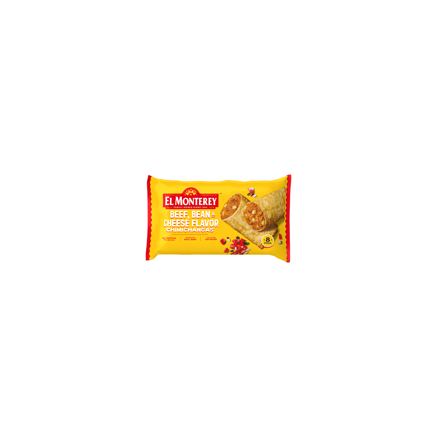 El Monterey Beef, Bean & Cheese Flavor Chimichangas , Frozen - 3.8 Ounce - 8 Count