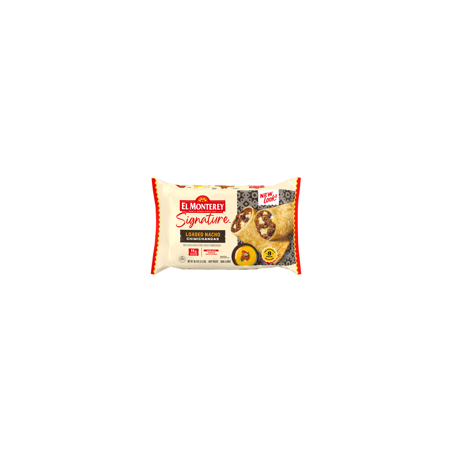 El Monterey Beef, Black Bean & Three-cheese Signature Loaded Nacho Chimichangas - 6 Ounce - 8 Count Image 1 of 4