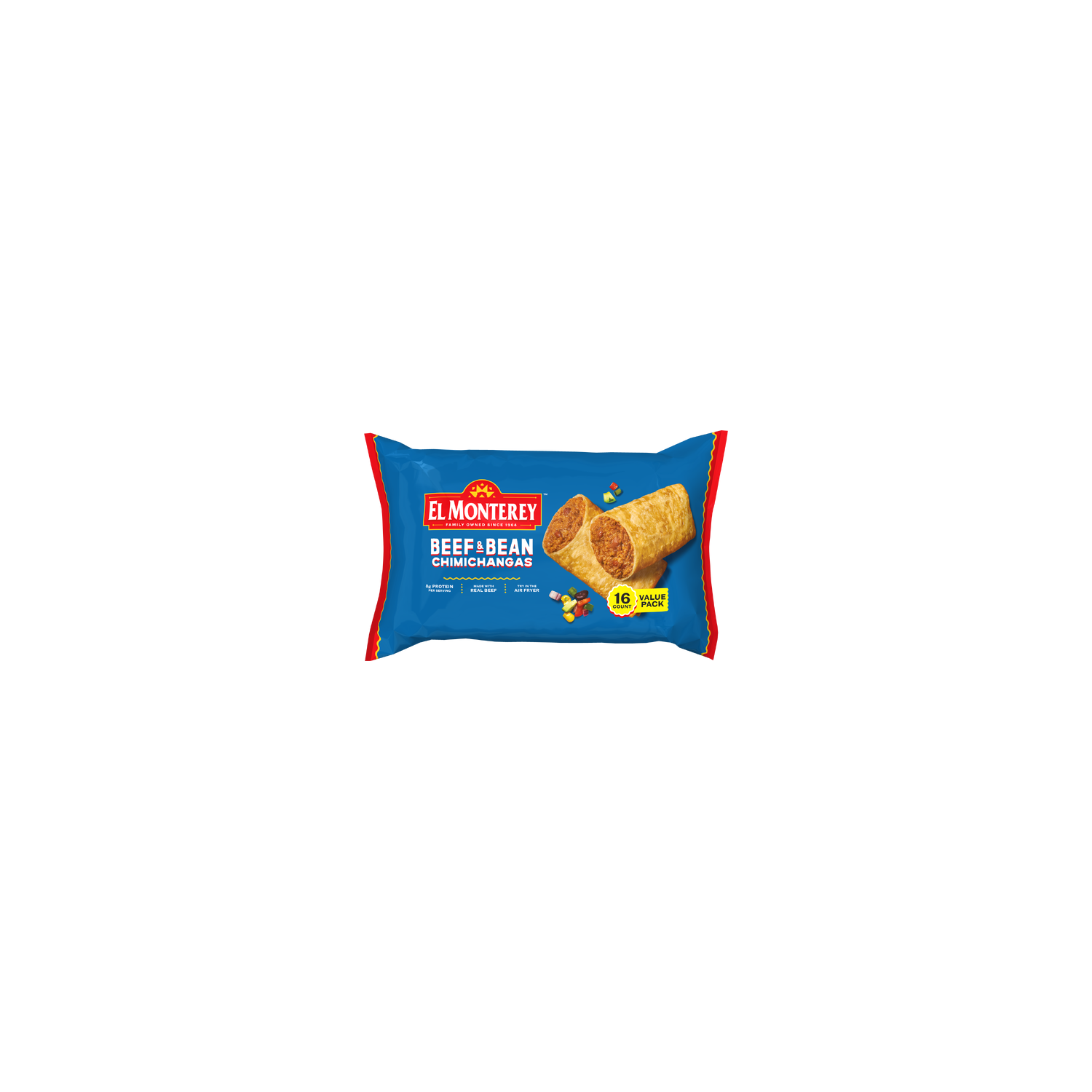 El Monterey Value Pack Beef And Bean Chimichangas, Frozen - 0.238 Pound - 16 Count Image 1 of 2
