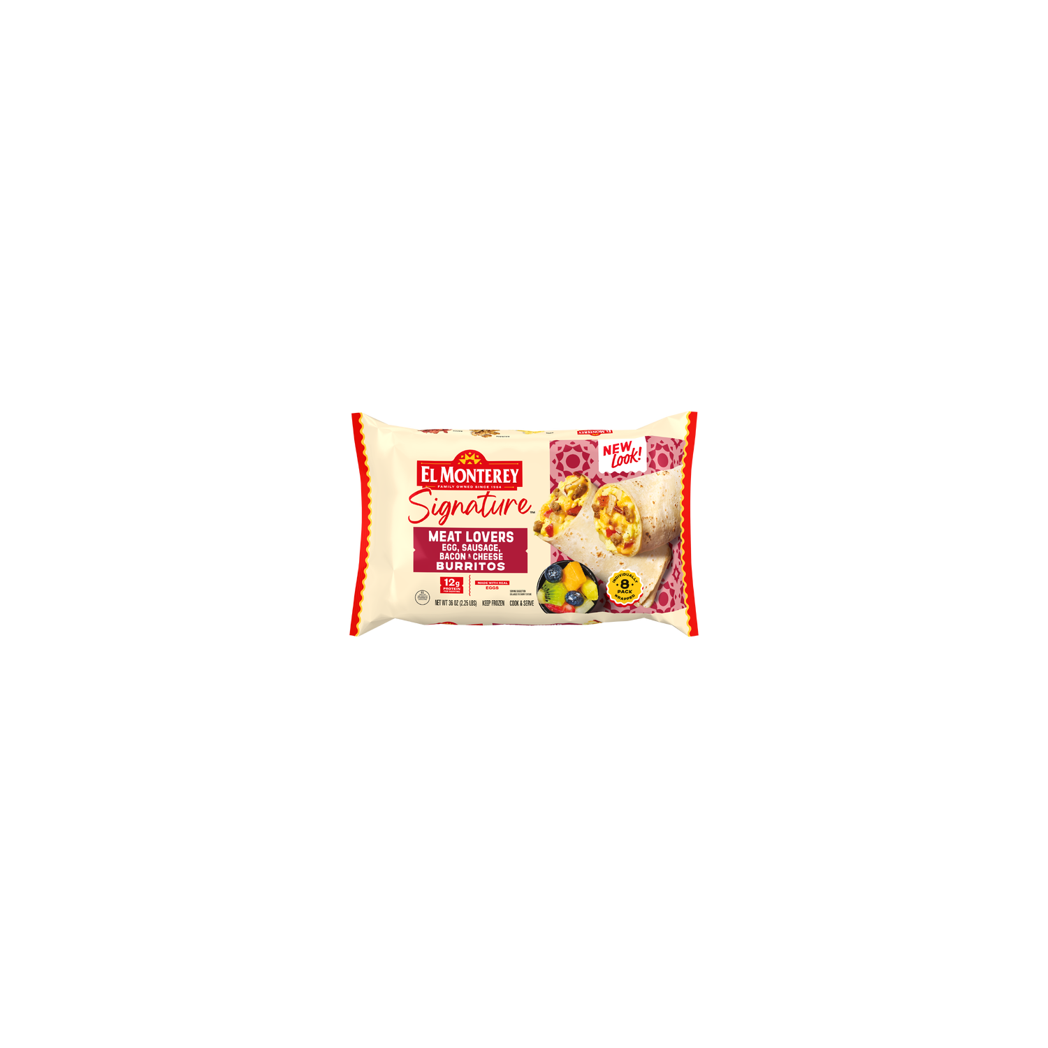 El Monterey Signature Meat Lovers Egg, Sausage, Bacon & Cheese Breakfast Burritos - 4.5 Ounce - 8 Count Image 1 of 3