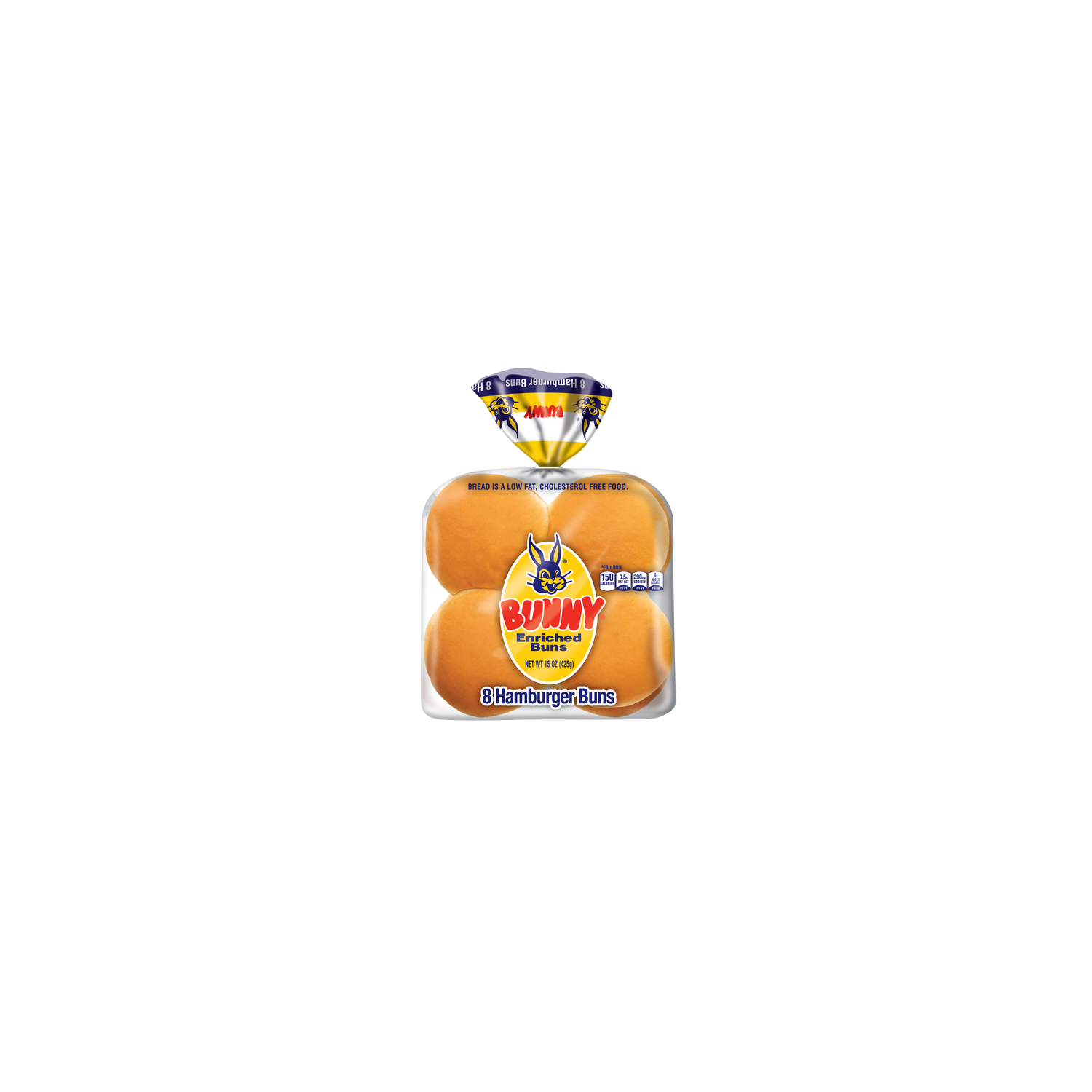 bunbun Bunny Bread Enriched Sliced White Hamburger Buns - 8 Count - Super