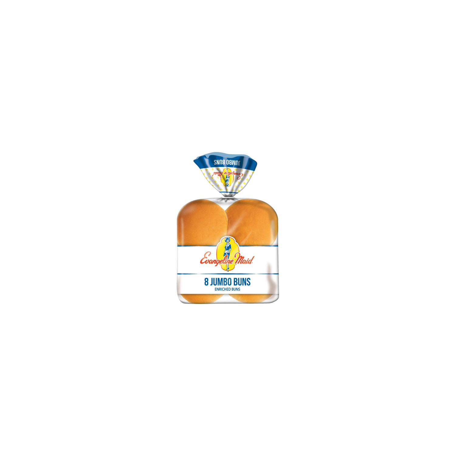 Evangeline Maid Jumbo White Hamburger Buns, Enriched Sliced - 8 Count