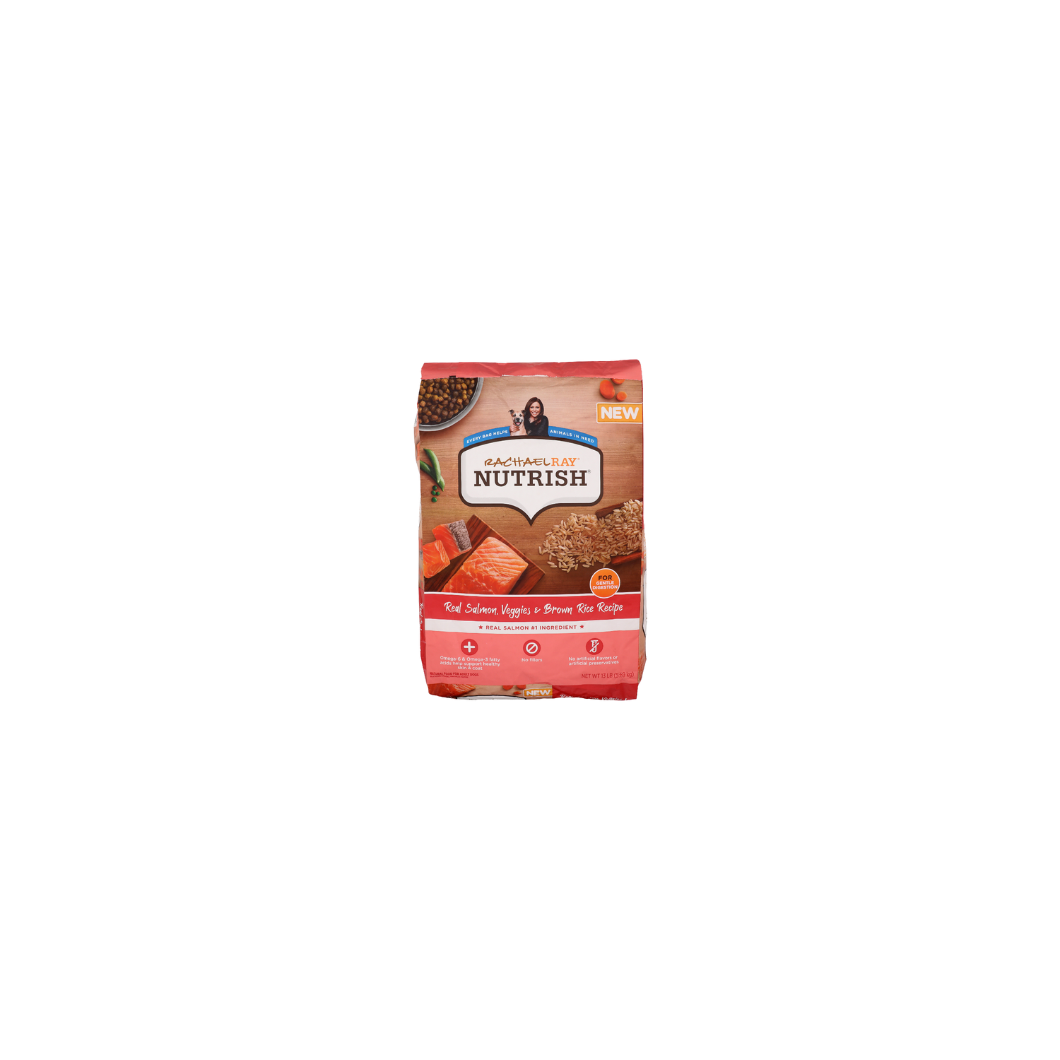 Rachael Ray Nutrish Real Salmon, Veggies & Brown Rice Recipe Natural Food For Adult Dogs - 13 Pound Image 1 of 4