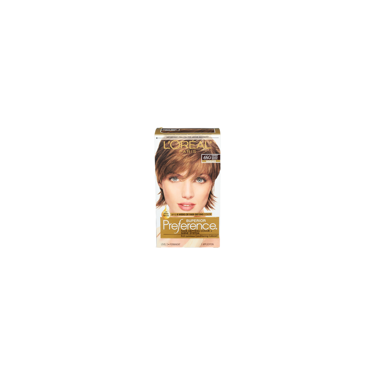 L'OREAL Paris 6½g Lightest Golden Brown Warmer Level 3 Permanent Fade-Defying Color + Shine System - 1 Count Image 1 of 2