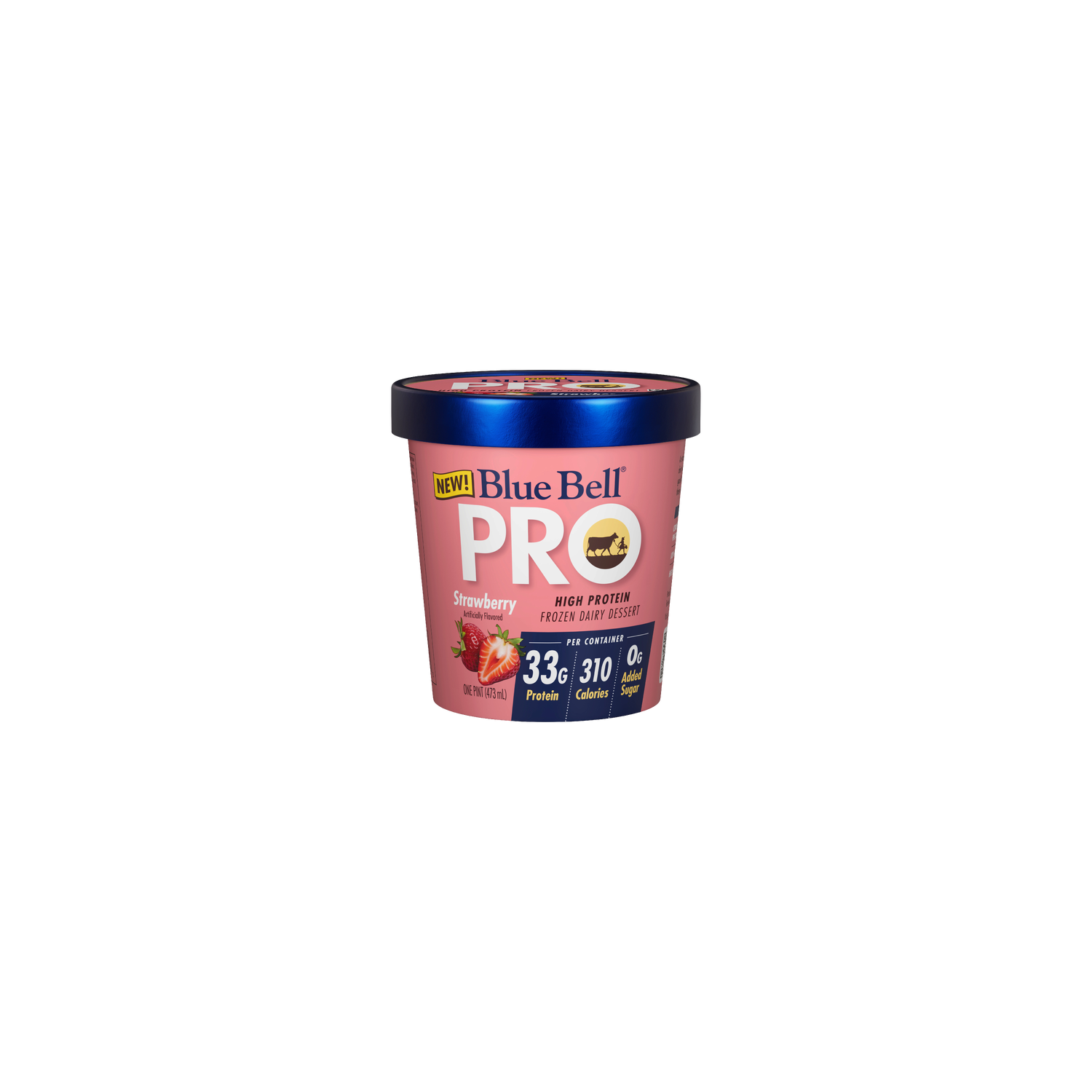 Blue Bell Pro Strawberry High Protein Frozen Dairy Dessert - 16 Fluid Ounce Image 1 of 4