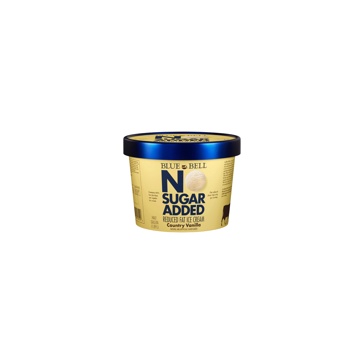 Blue Bell Country Vanilla Flavored No Sugar Added Reduced Fat Ice Cream - 1.89 Liter Image 1 of 3