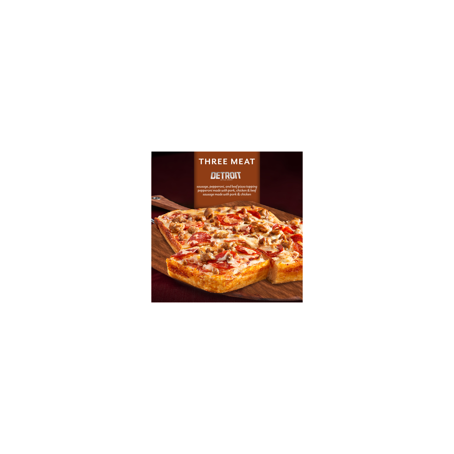 DiGiorno Detroit Style Crust Three Meat Pizza Frozen - 1.39 Pound Image 1 of 4