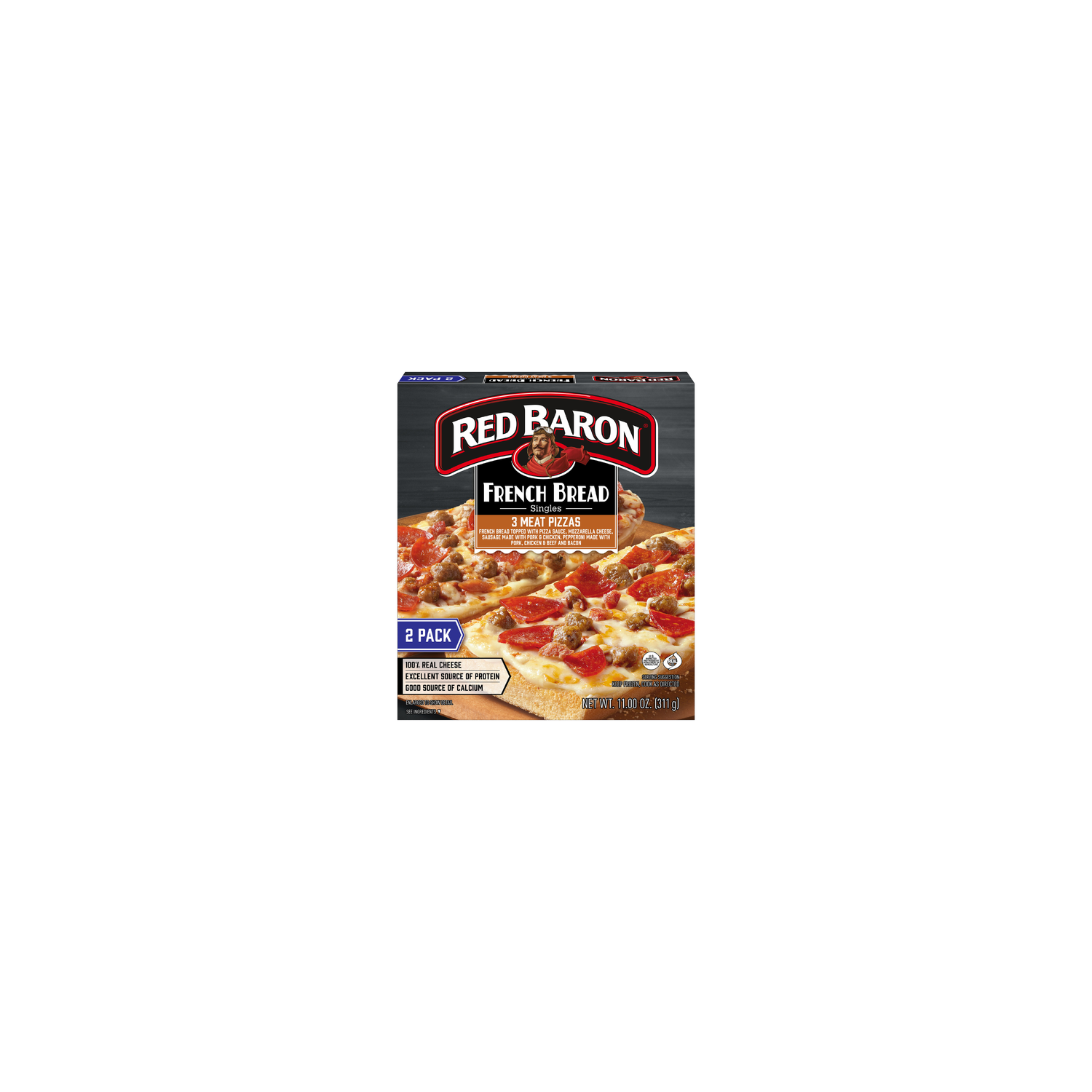 Red Baron Three Meat Pizza French Bread Singles - 11 Ounce Image 1 of 3