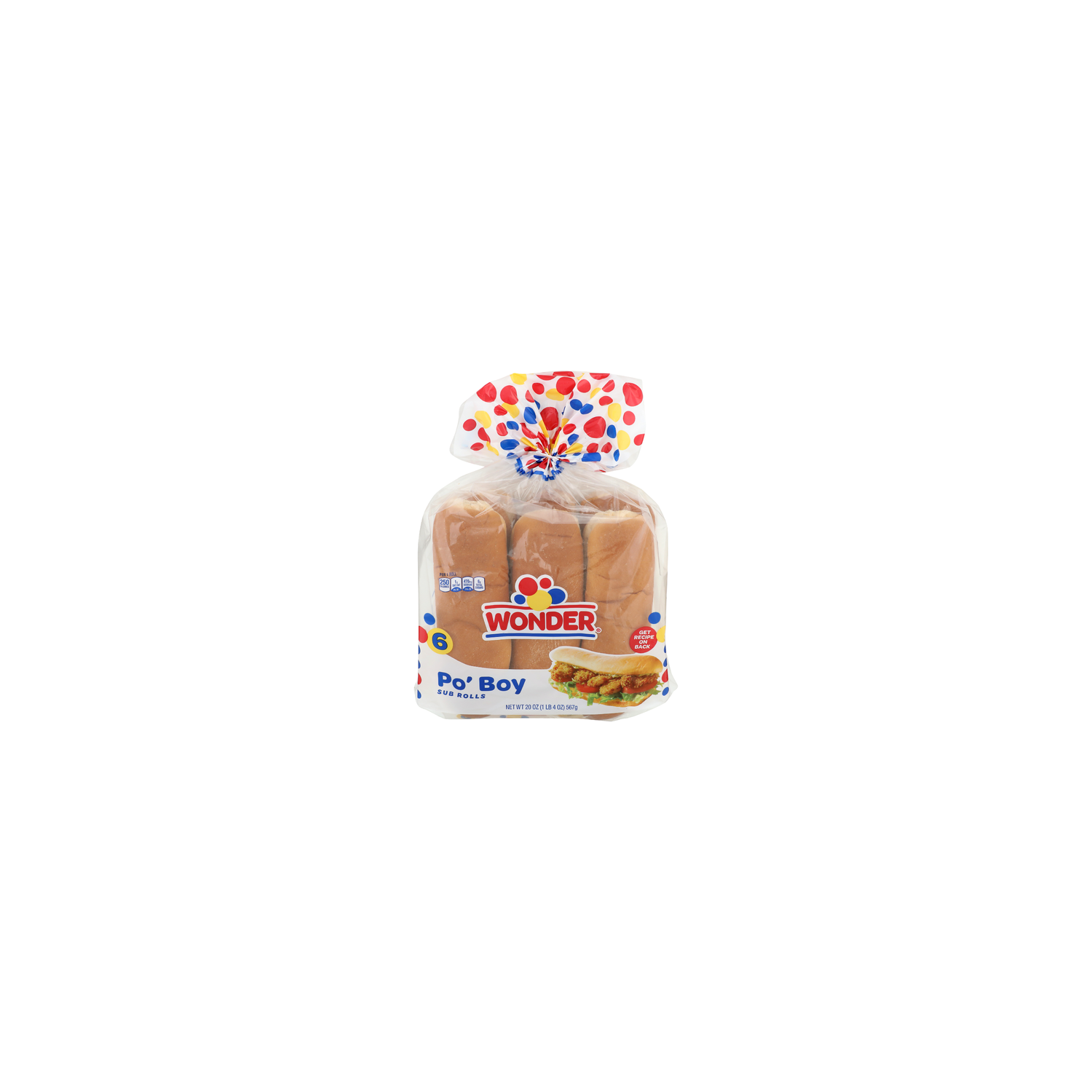 Wonder Po' Boy Sub Rolls - 3.333 Ounce - 6 Count Image 1 of 4