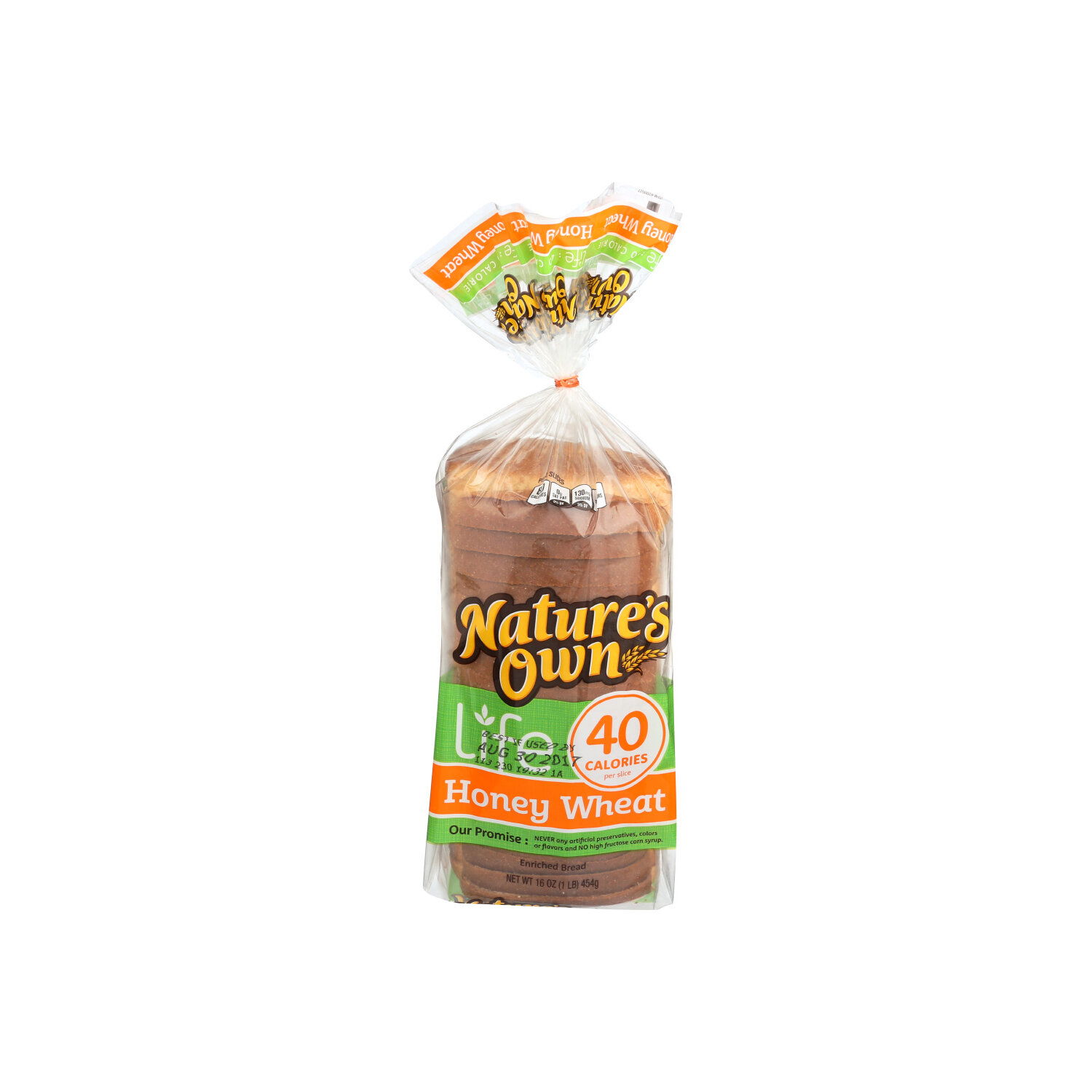 NATURE's OWN Life Honey Wheat Enriched Bread Loaf - 16 Ounce - Super 1 Foods, image size:1500x1500
