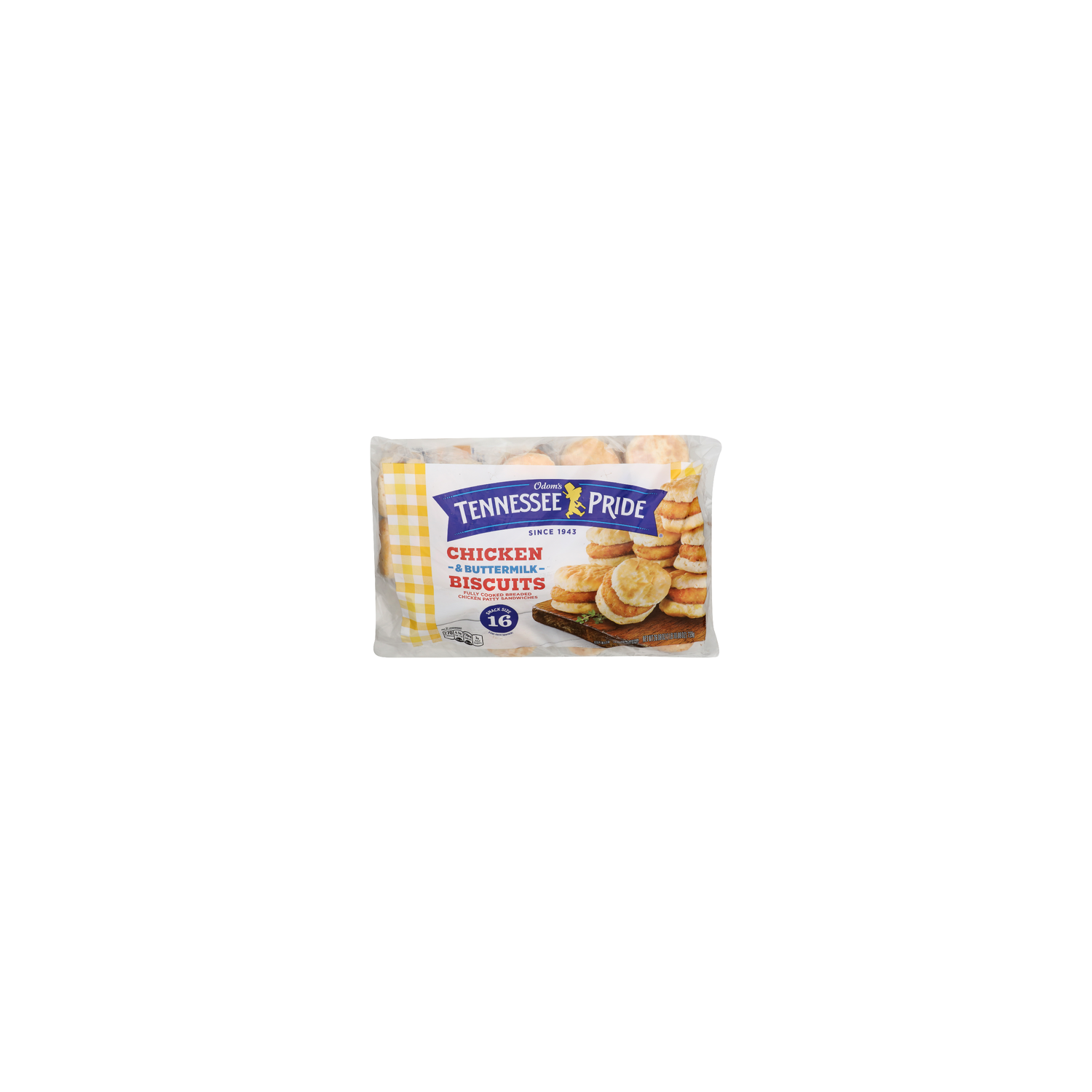 Odom's Tennessee Pride Chicken & Buttermilk Biscuit Breakfast Sandwiches - 1.63 Ounce - 16 Count Image 1 of 4
