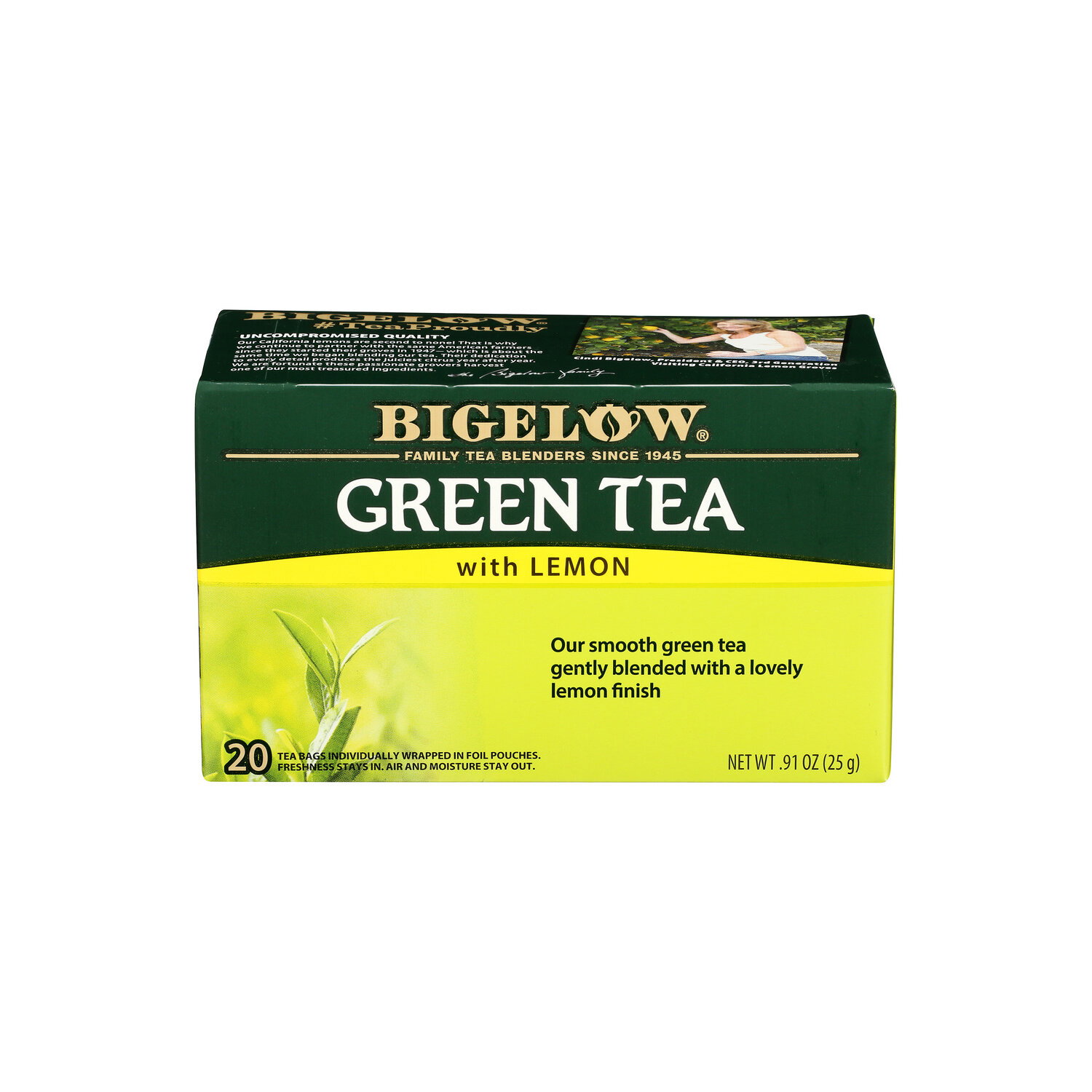 Bigelow Delicate Earthy Aroma With A Citrus Top Note Lemon Tea Bags Green - 0.046 Ounce - 20 Count Image 1 of 3