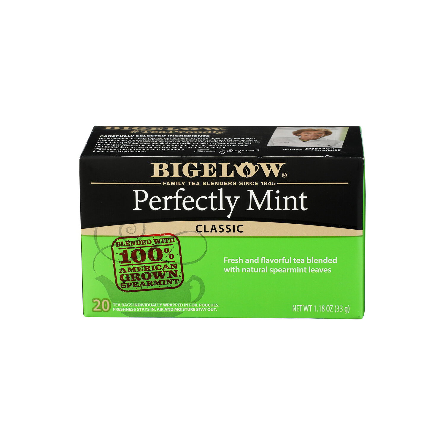 Bigelow Enveloping Aroma Of Soothing Spearmint Classic Tea Bags Perfectly Mint Black - 0.059 Ounce - 20 Count Image 1 of 3