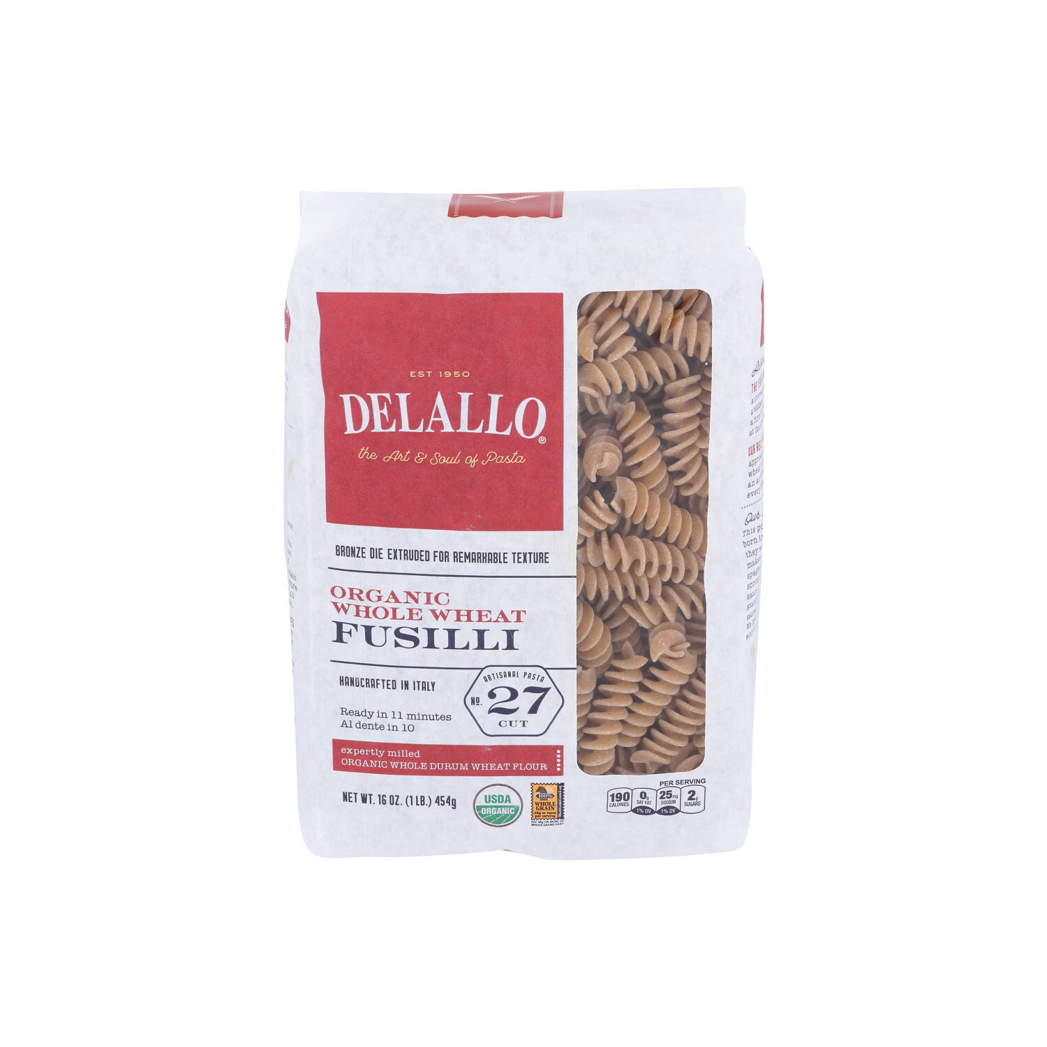 Delallo Organic Whole Wheat Fusilli 27 - 16 Ounce Image 1 of 4