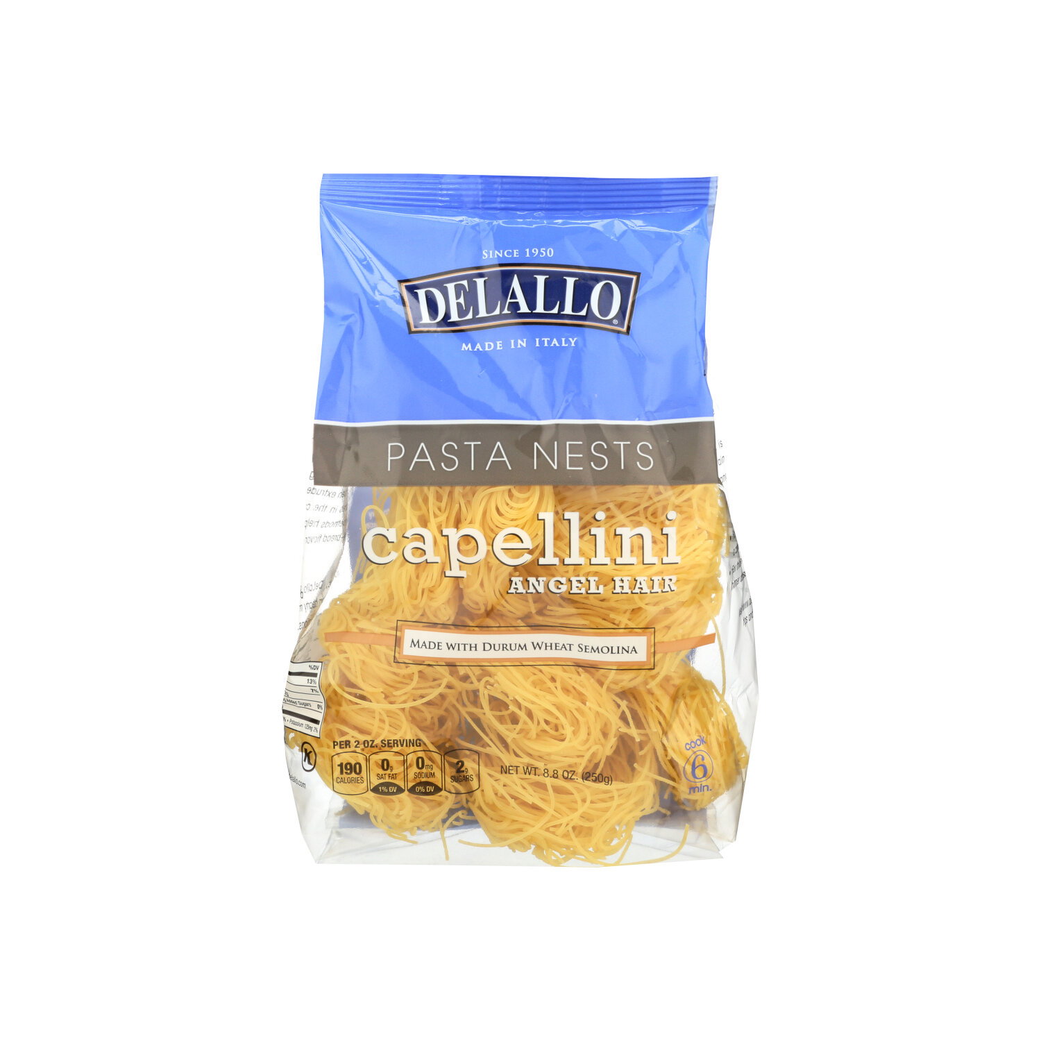 Delallo Capellini Angel Hair Pasta Nests - 8.8 Ounce Image 1 of 2