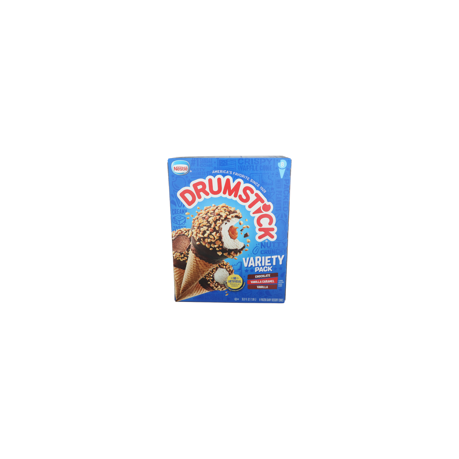 Nestle Chocolate Vanilla Caramel Drumstick Frozen Dairy Dessert Cones - 4.6 Fluid Ounce - 8 Count Image 1 of 4