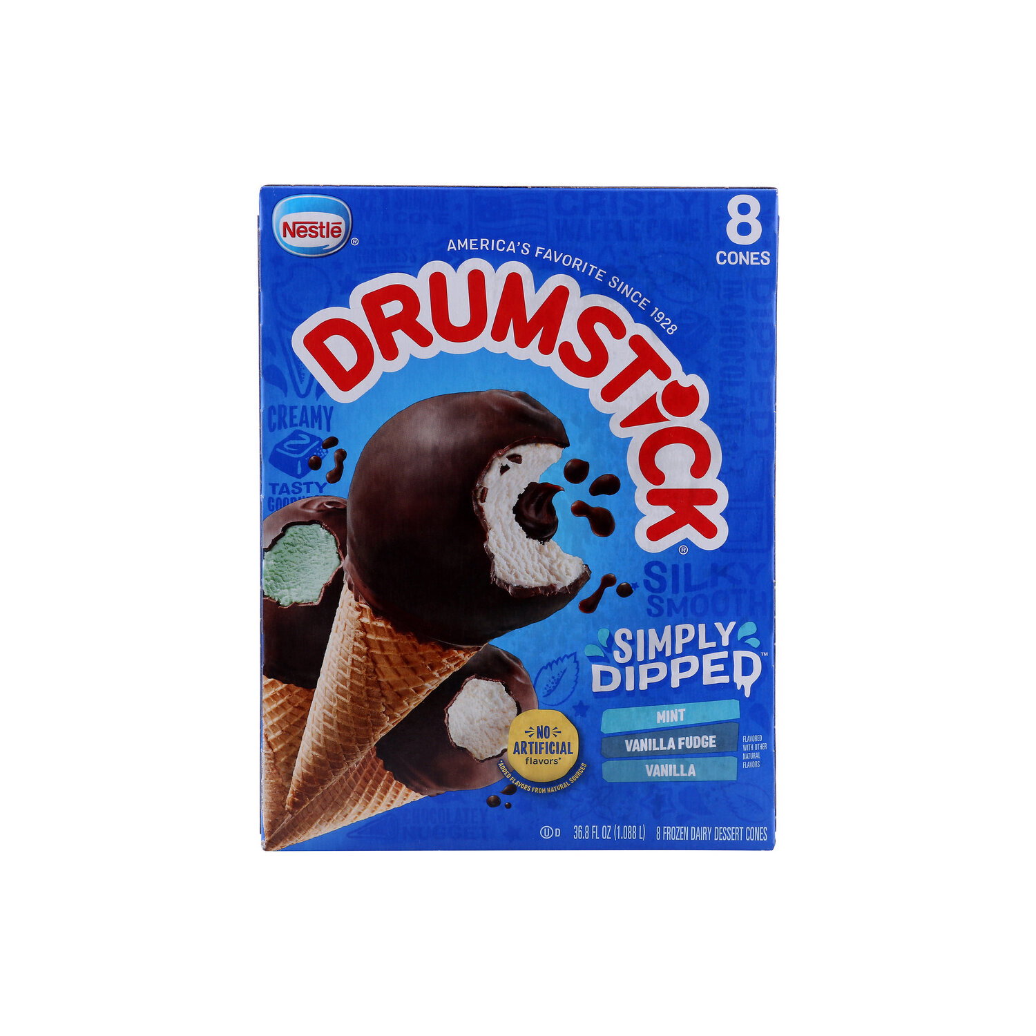 Drumstick Frozen Dairy Dessert Cones, Mint Vanilla Fudge Vanilla