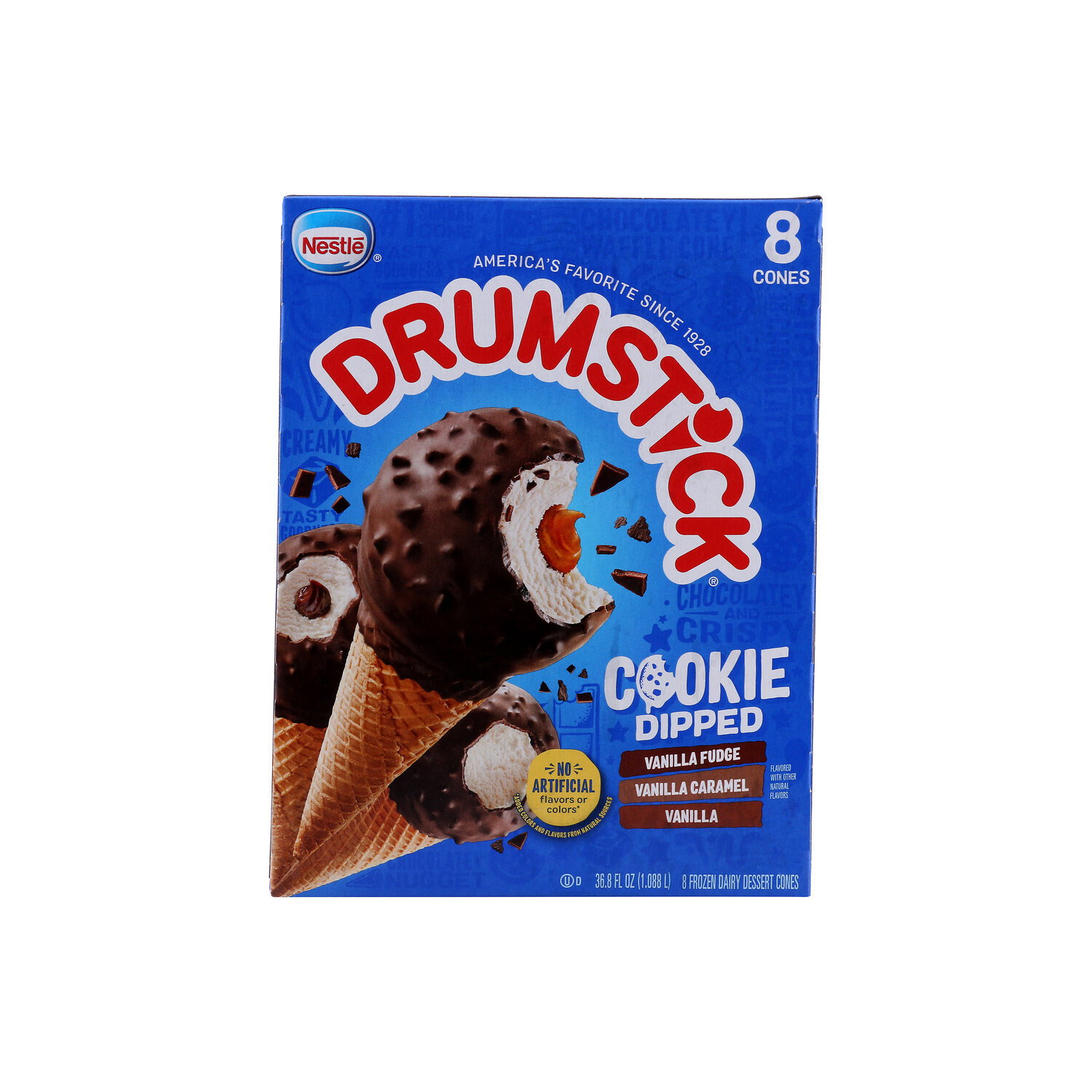 Drumstick Cookie Dipped Vanilla, Vanilla Fudge, Caramel Cones Variety Pack - 4.6 Fluid Ounce - 8 Count Image 1 of 2