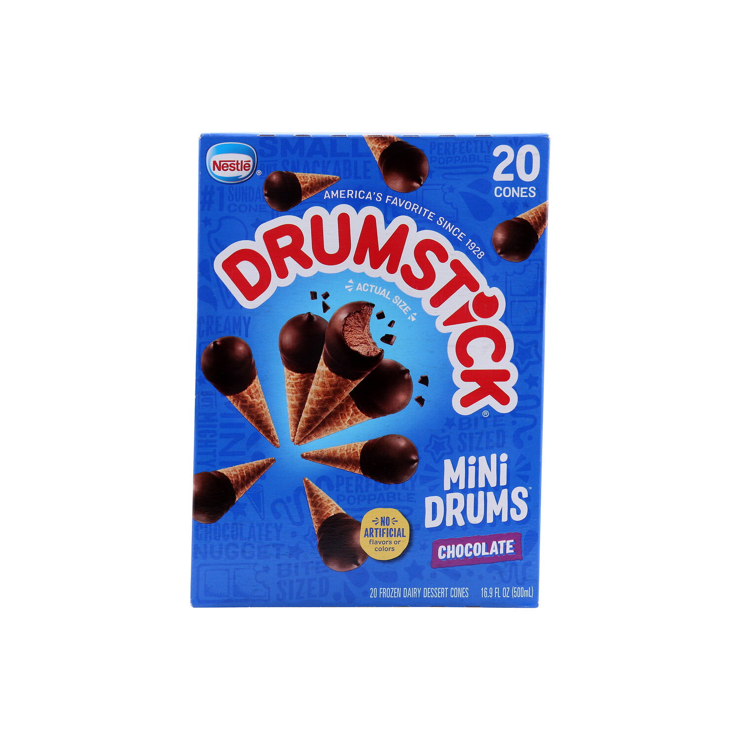 Drumstick Dessert Cones, Chocolate, Mini Drums - 0.845 Fluid Ounce - 20 Count Image 1 of 2