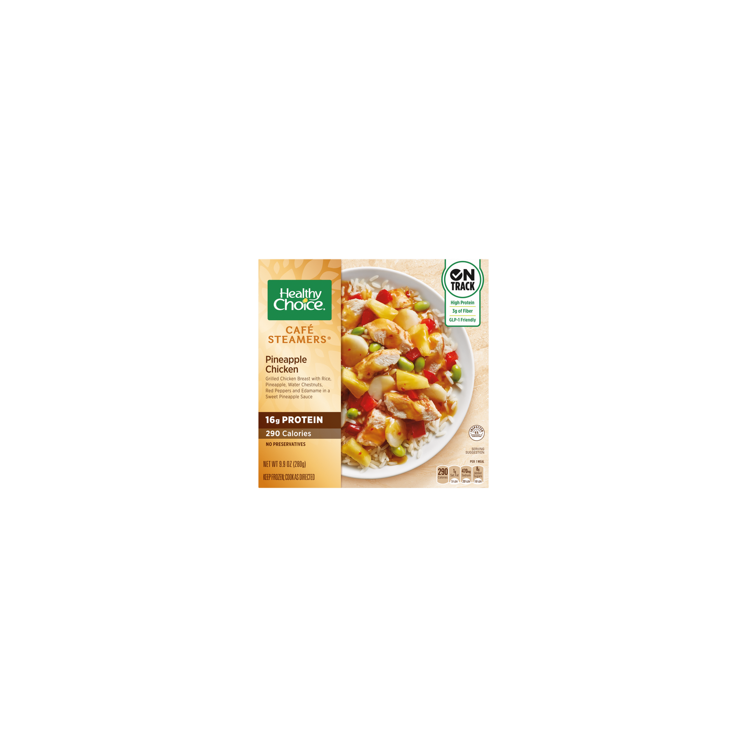 Healthy Choice Café Steamers Pineapple Chicken, Frozen Meal, Bowl - 9.9 Ounce Image 1 of 2