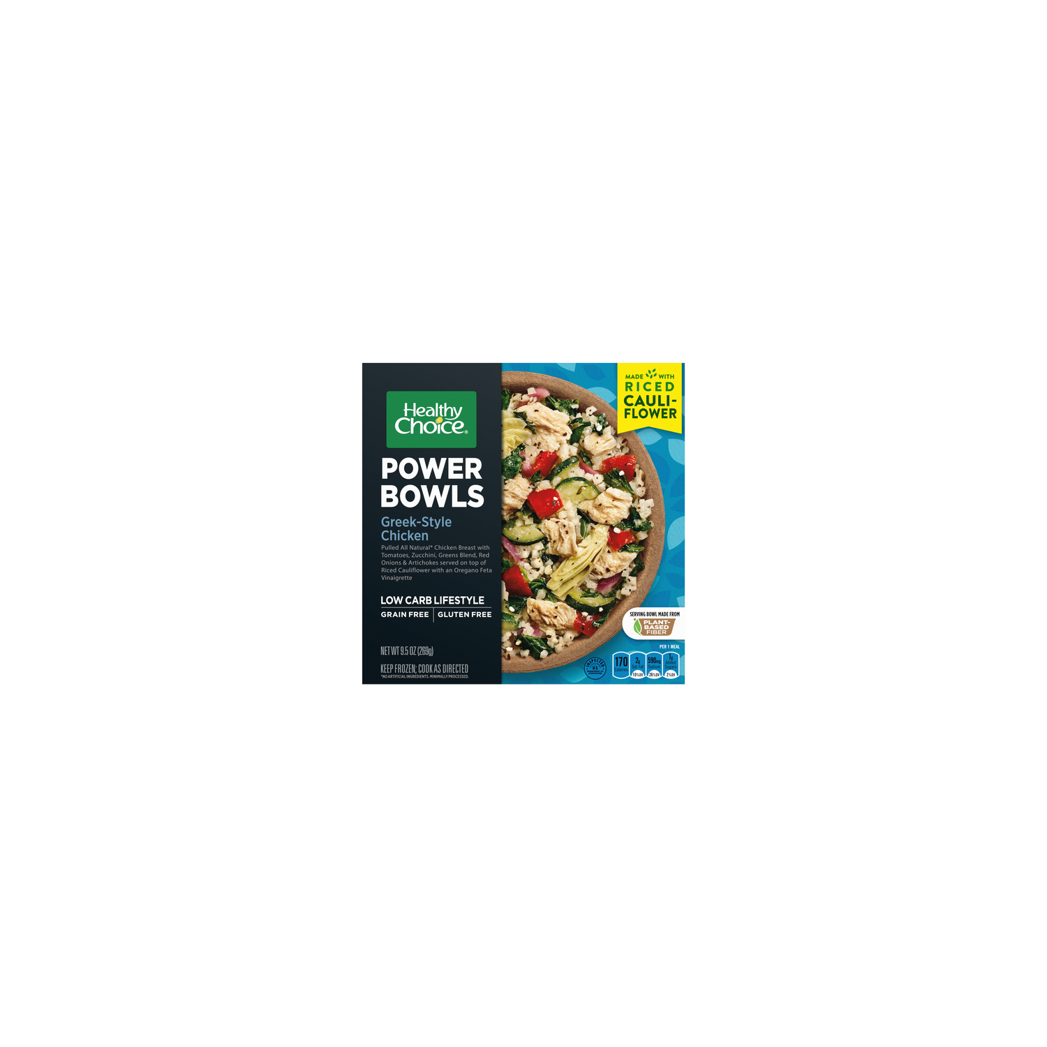 Healthy Choice Power Bowls, Greek-Style Chicken, Frozen Meal, Bowl - 9.5 Ounce Image 1 of 2