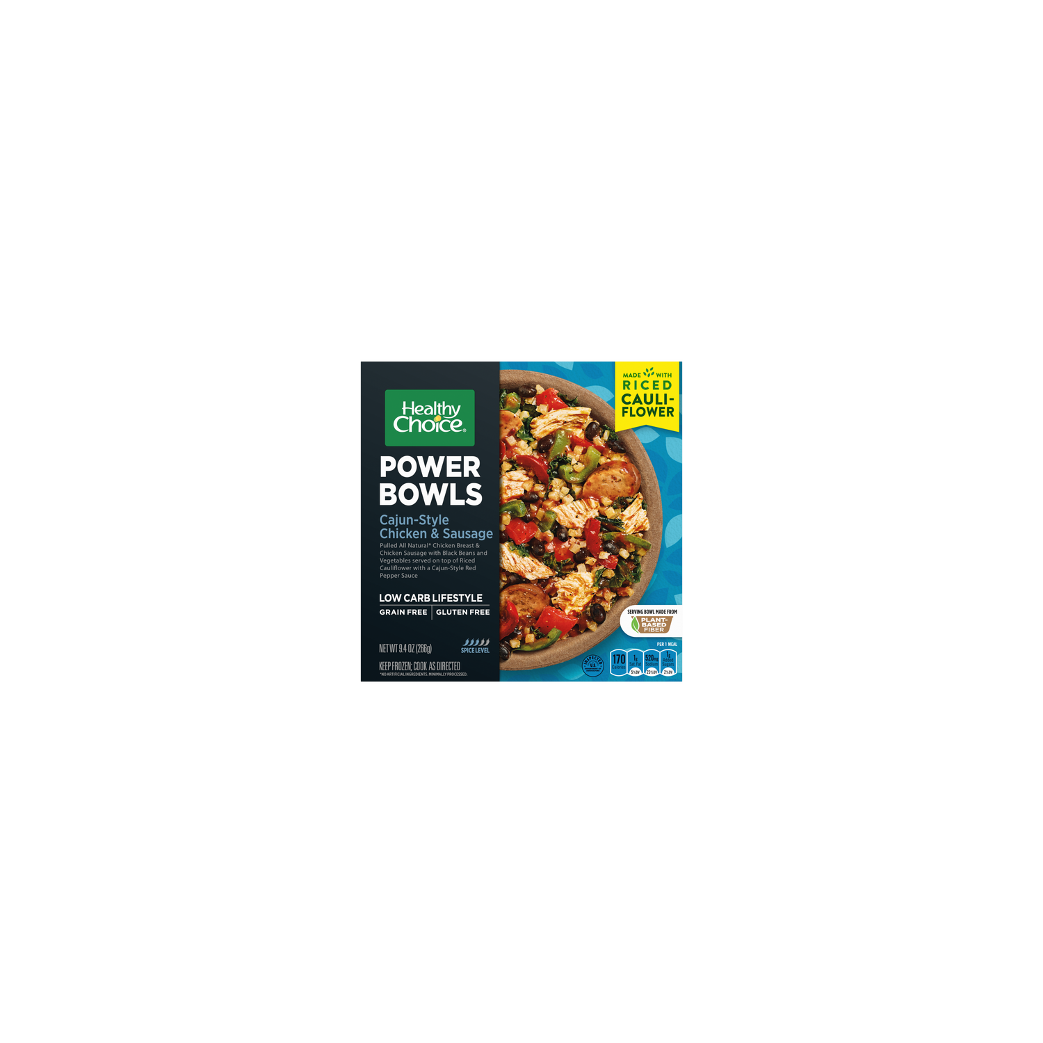 Healthy Choice Power Bowls, Cajun-Style Chicken & Sausage, Frozen Meal, Bowl - 9.4 Ounce Image 1 of 2