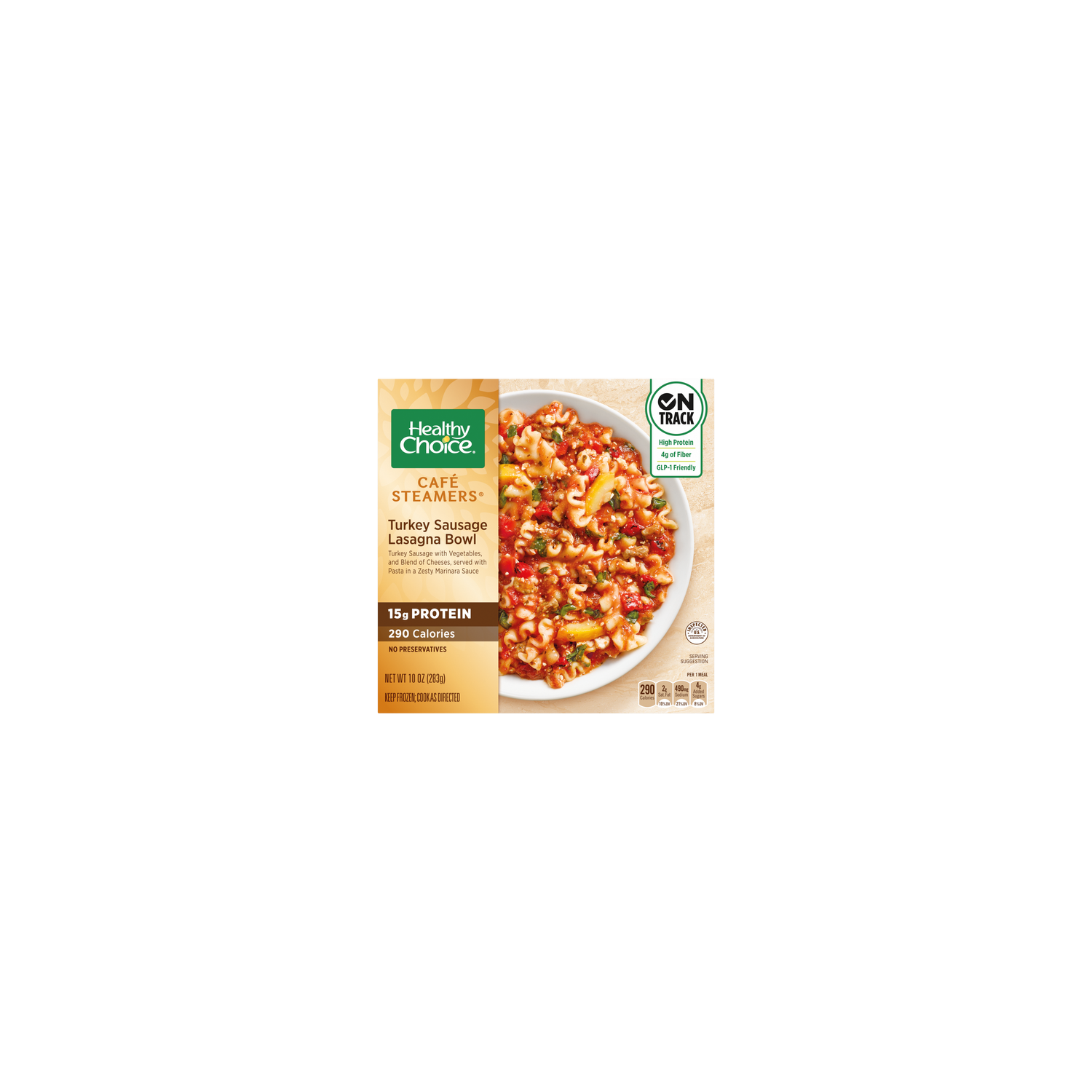 Healthy Choice Café Steamers, Turkey Sausage Lasagna Bowl, Frozen Meal, Bowl - 10 Ounce Image 1 of 2