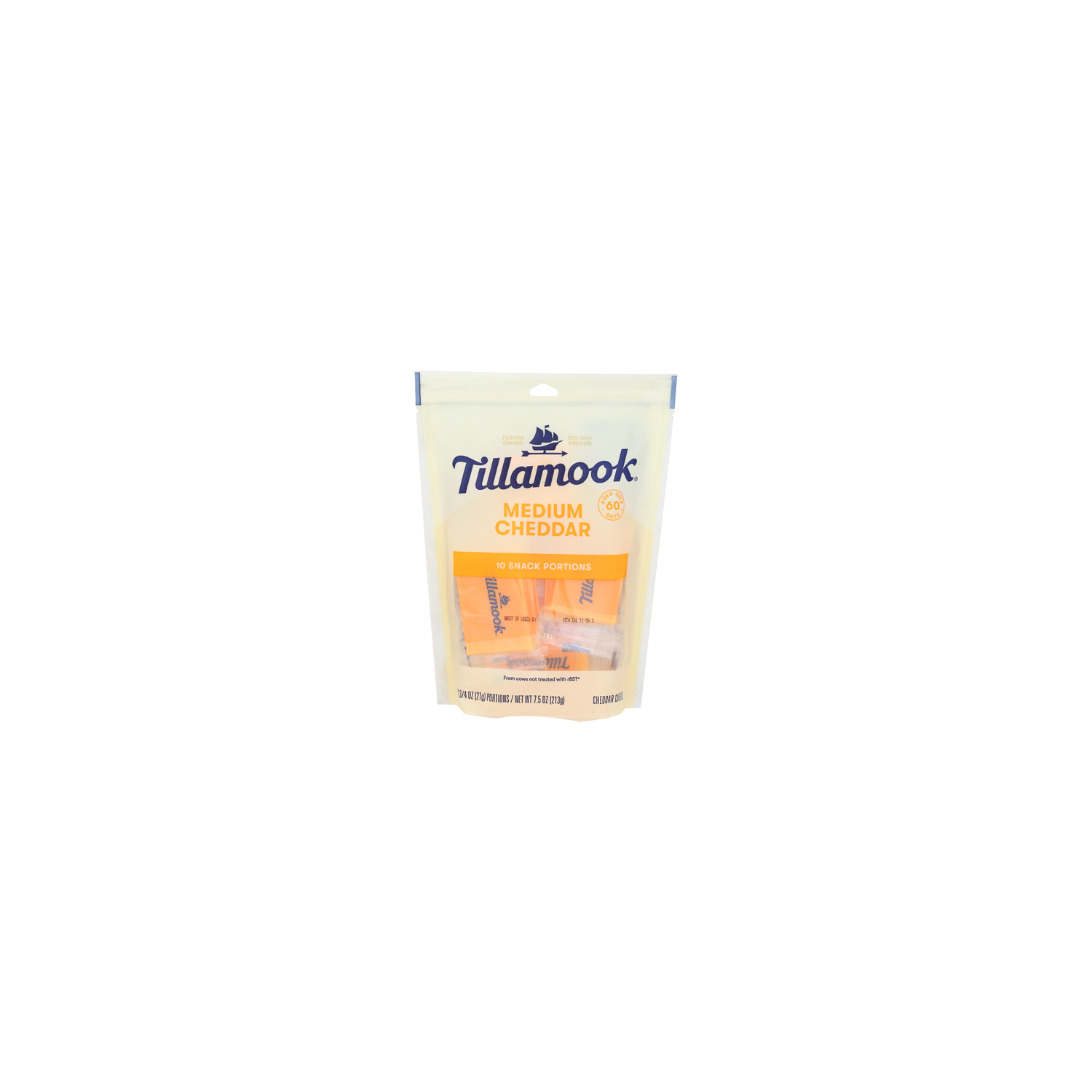TILLAMOOK Medium Cheddar Snack Portions - 0.75 Ounce - 10 Count Image 1 of 2