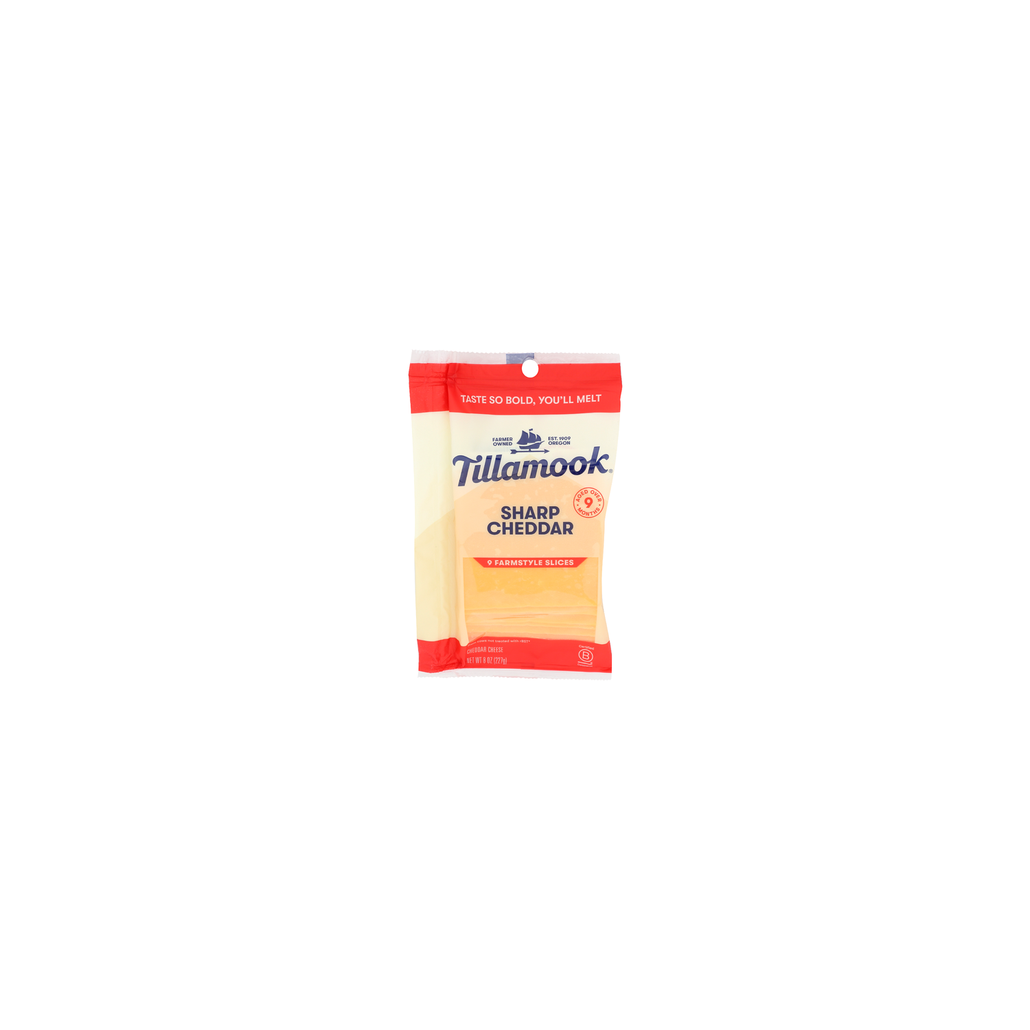 Tillamook Sharp Cheddar Slice Sliced - 0.889 Ounce - 9 Count Image 1 of 4