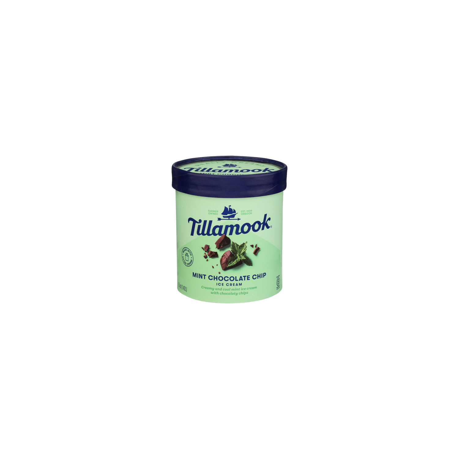 Tillamook Mint Chocolate Chip Frozen Ice Cream - 1.5 Quart Image 1 of 4