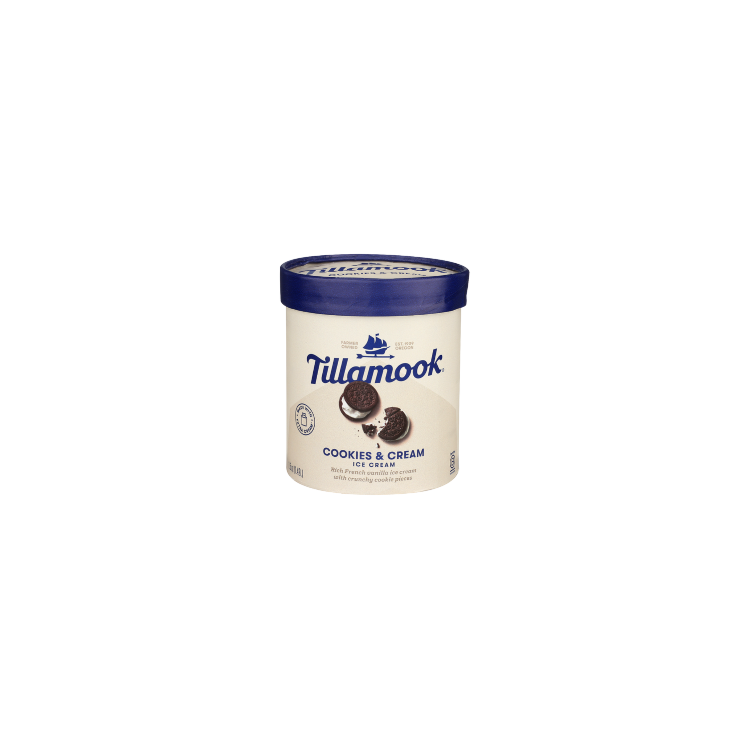 Tillamook Cookies And Cream Frozen Crem Ice - 1.5 Quart Image 1 of 4