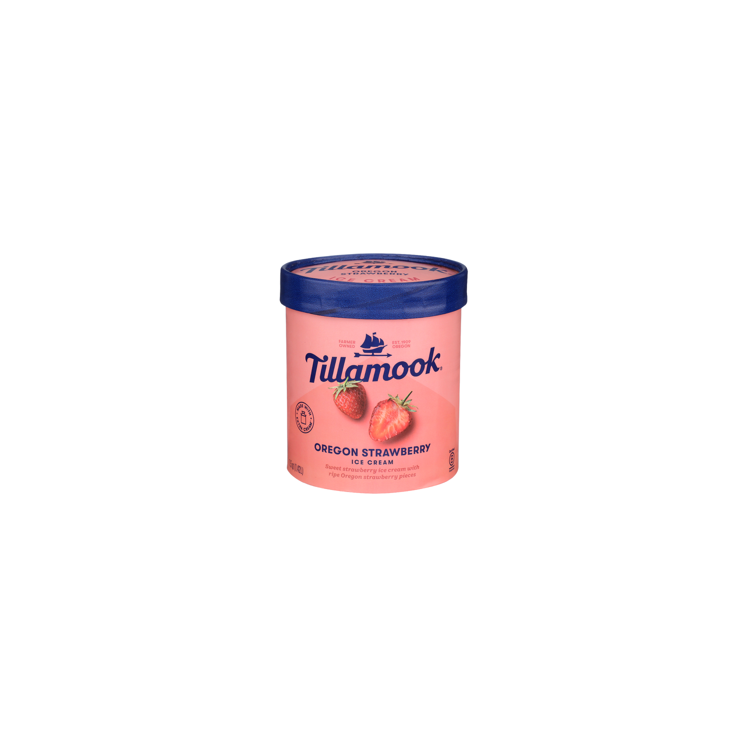 Tillamook Strawberry Frozen Oregon Ice Cream - 1.5 Quart Image 1 of 4