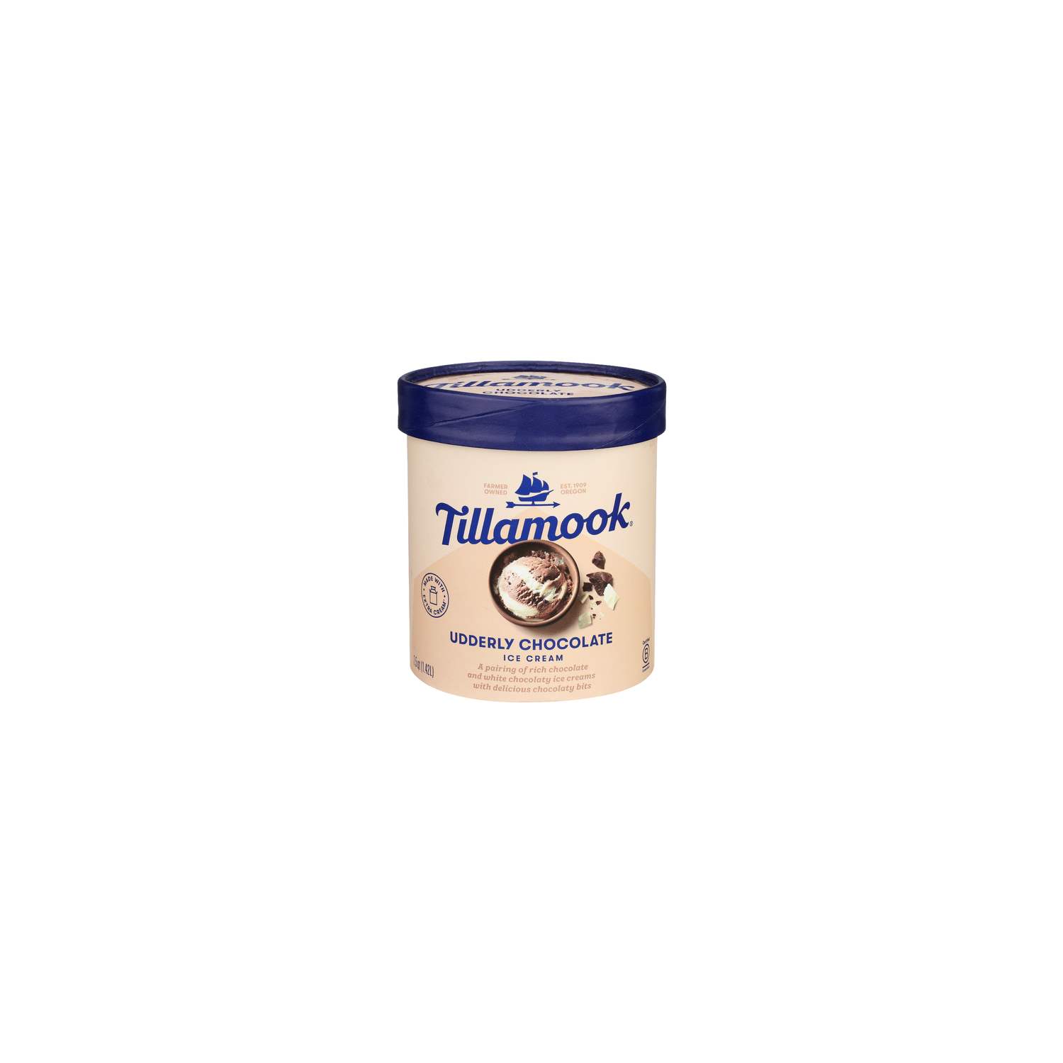 Tillamook Udderly Chocolate Frozen Ice Cream - 1.5 Quart Image 1 of 4