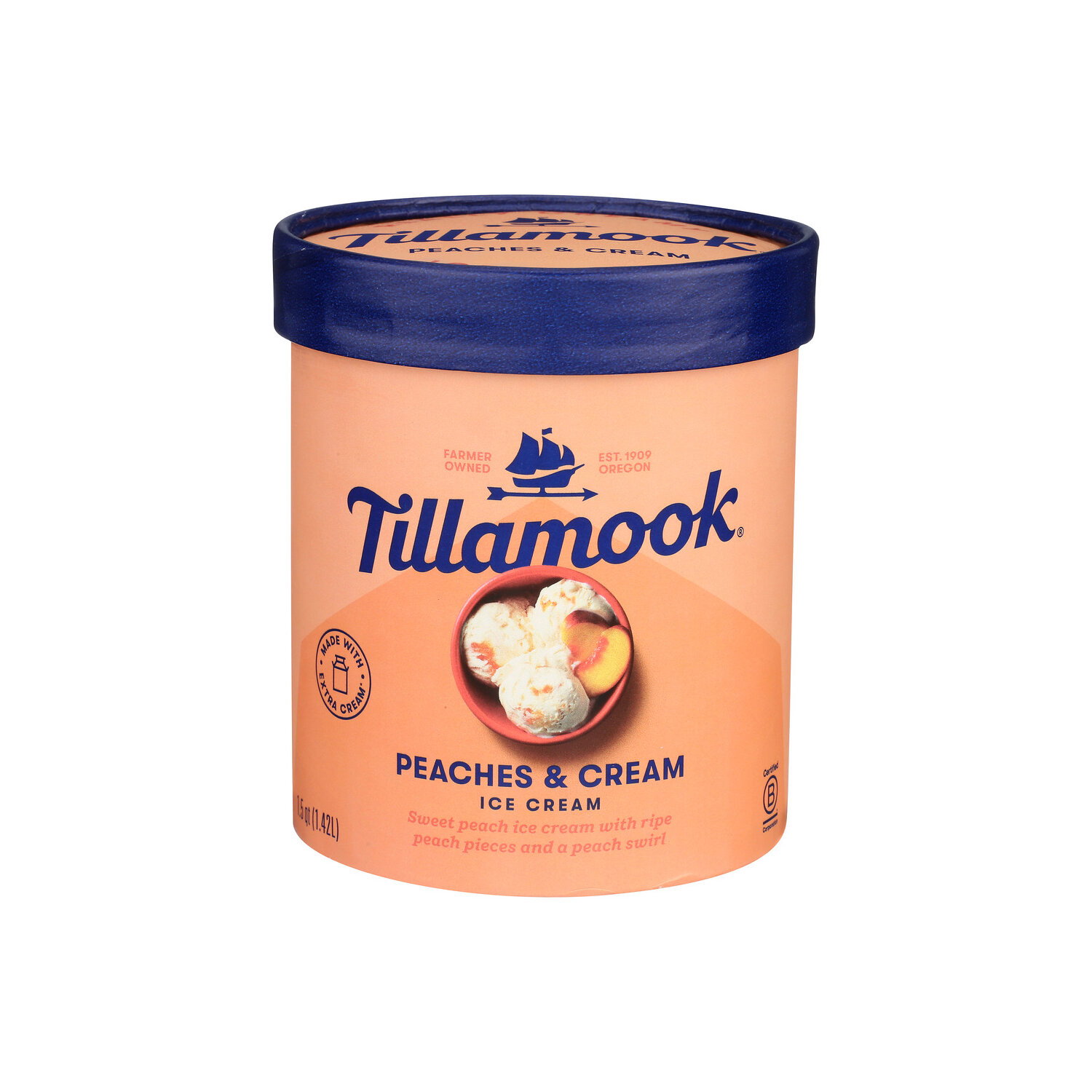Tillamook Peaches And Cream Frozen Ice - 1.5 Quart - Brookshire's