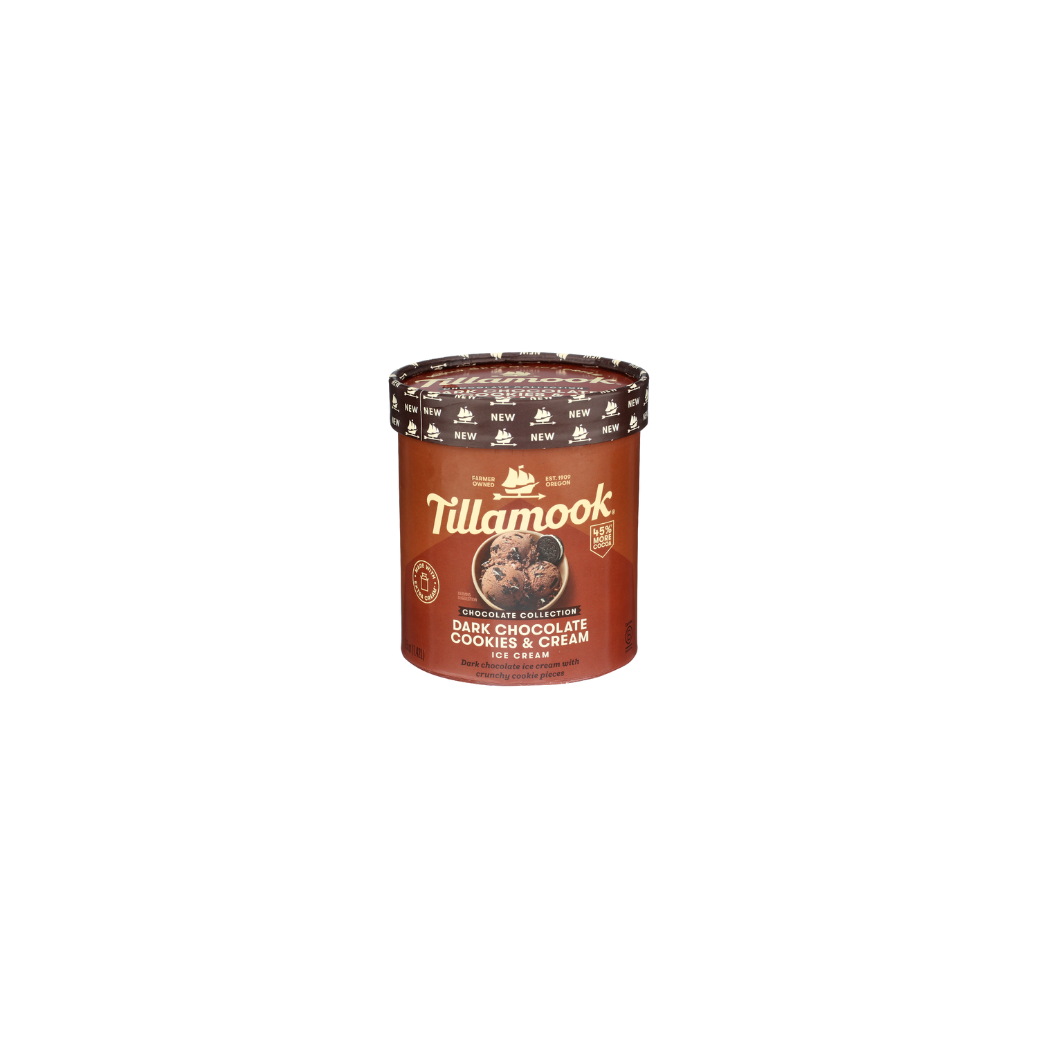 Tillamook Dark Chocolate Cookies & Cream Frozen Collection Ice - 1.5 Quart Image 1 of 4